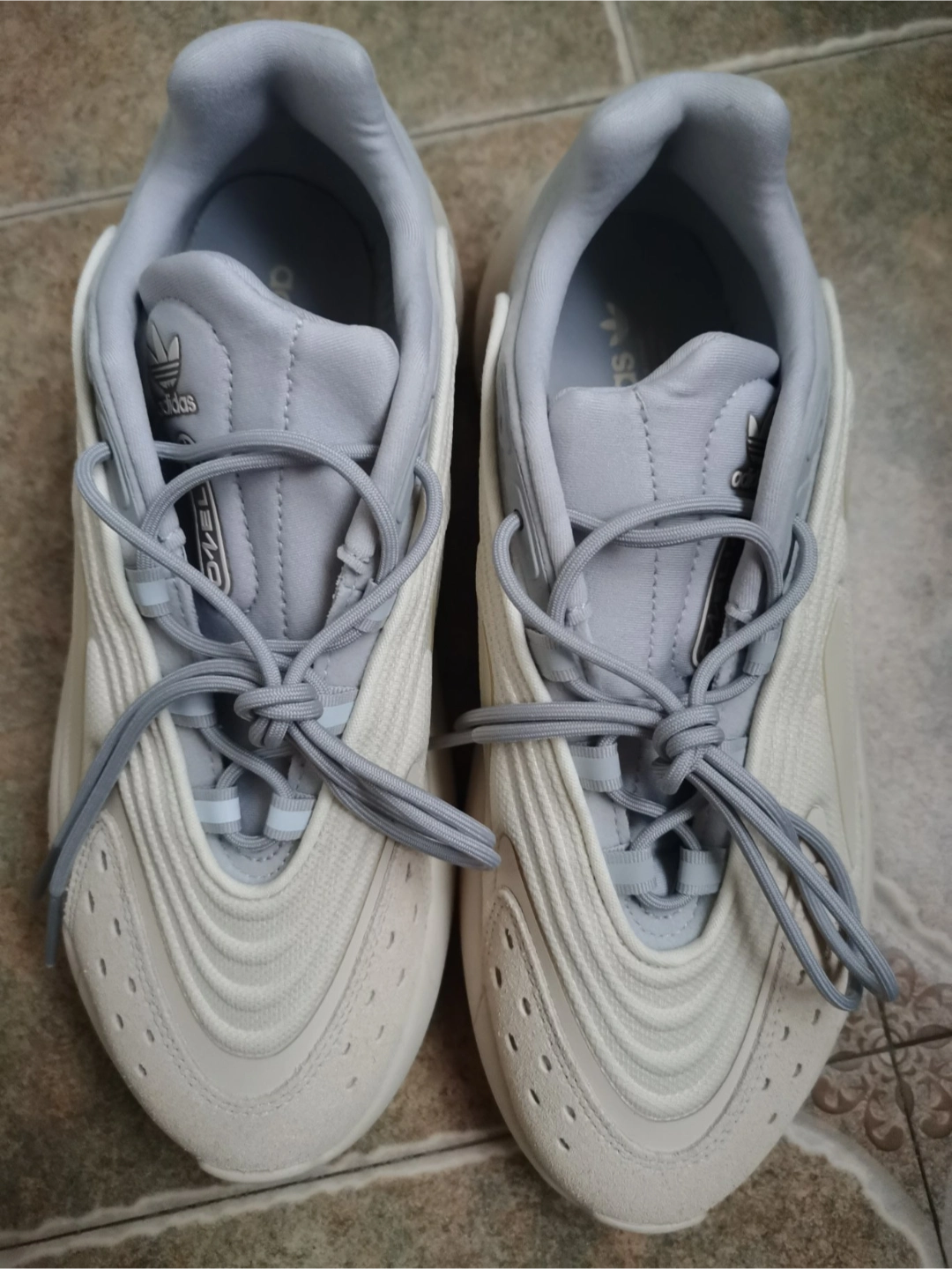 custom review-Adidas Originals Ozelia Устойчивые к истиранию низкие топы с толстой подошвой Унисекс Серый Белый