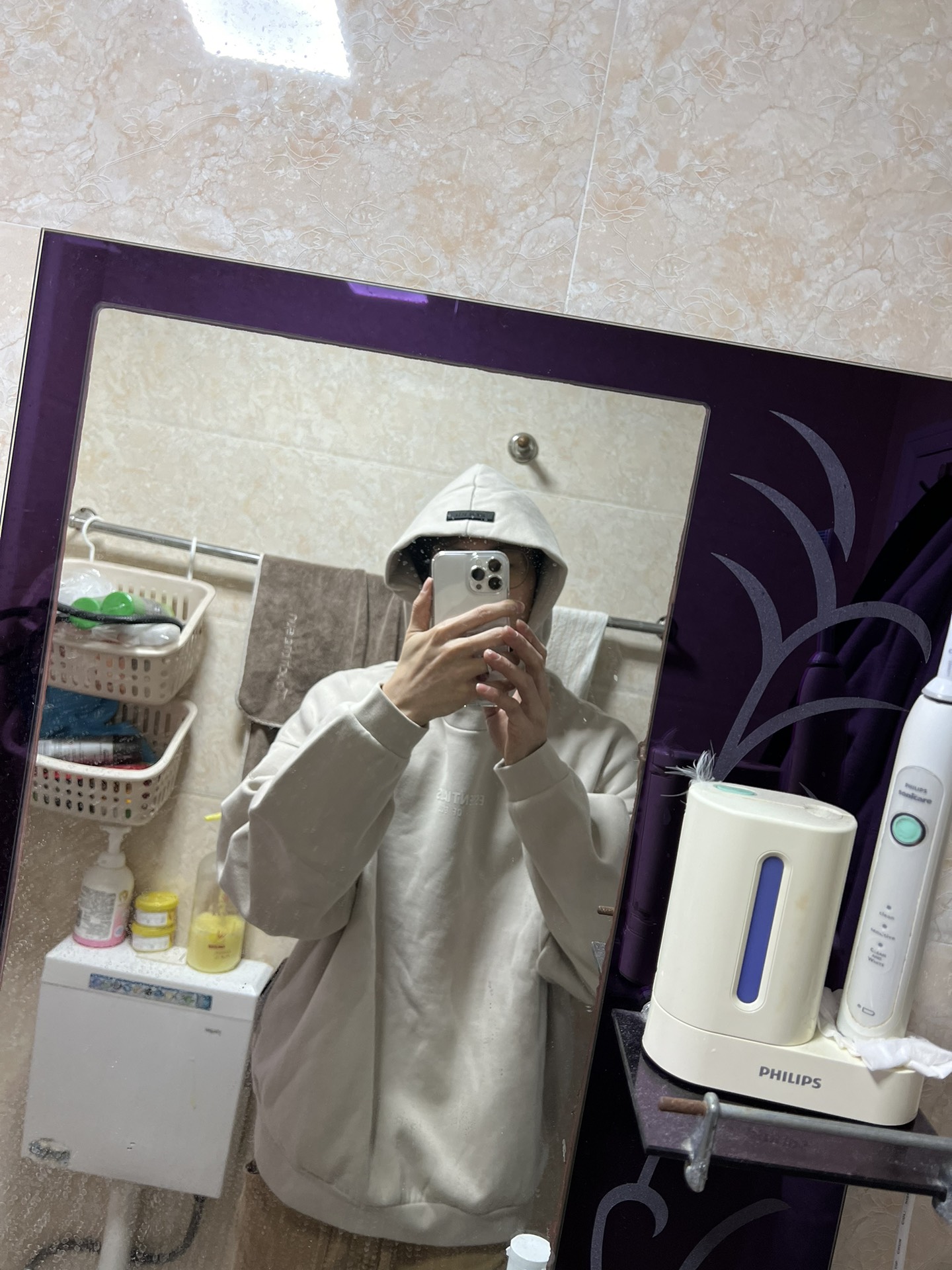 custom review-Fear of God ESSENTIALS Свитшот Мужской Дымчатый Облако Серый Серебряный Облако