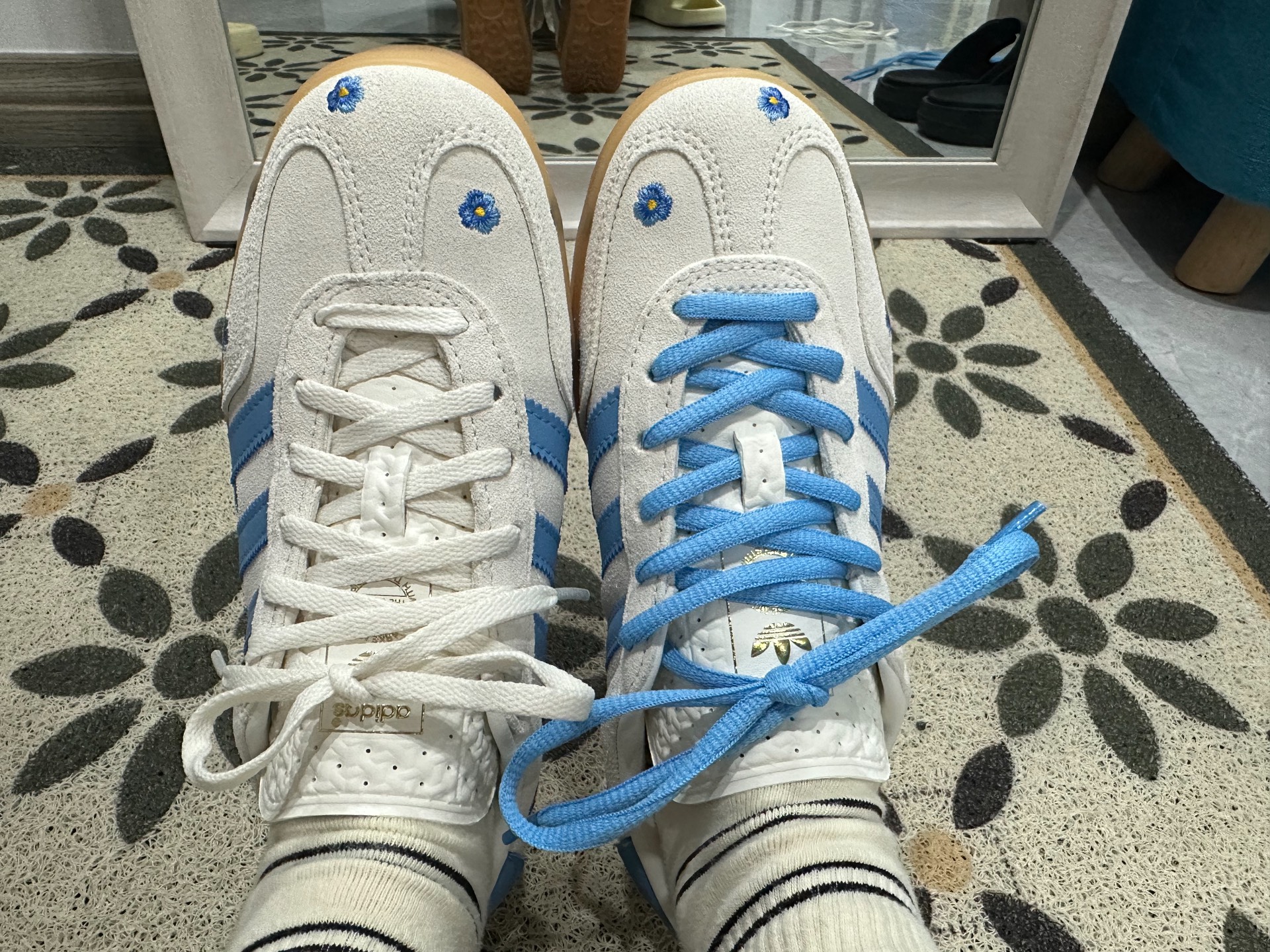 custom review-Adidas Originals Gazelle 'Цветочный Бежевый Светло-Синий' Низкие Кроссовки для скейтбординга Женские Серые