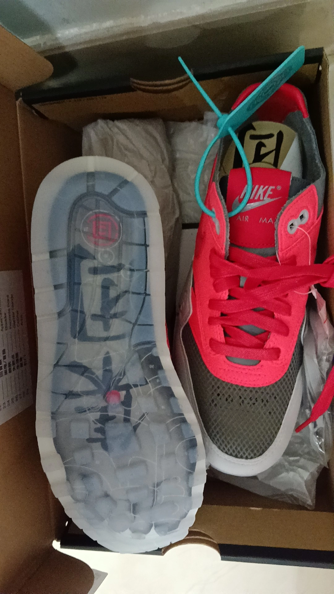 custom review-CLOT x Nike Air Max 1 Устойчивый к истиранию Низкий Топ Повседневные Беговые кроссовки Унисекс Серый Красный