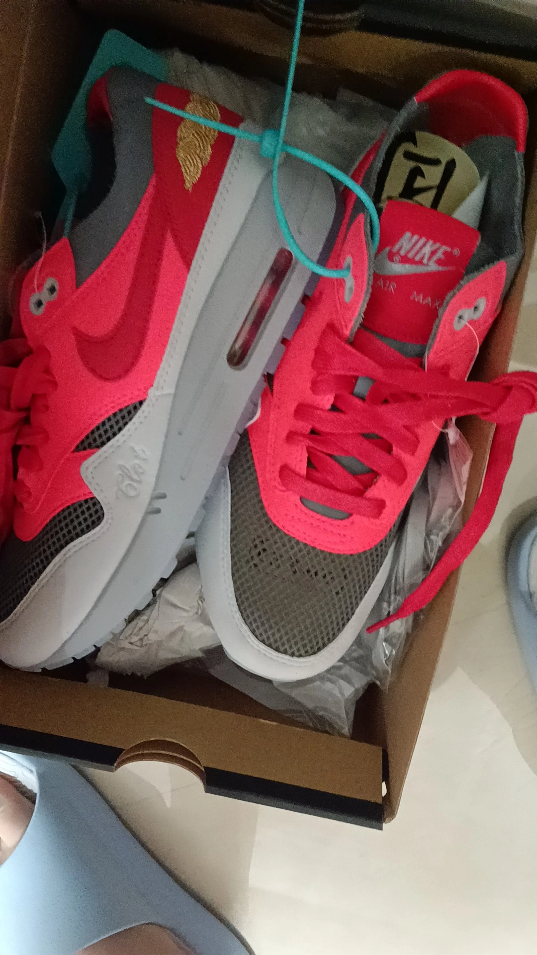 custom review-CLOT x Nike Air Max 1 Устойчивый к истиранию Низкий Топ Повседневные Беговые кроссовки Унисекс Серый Красный