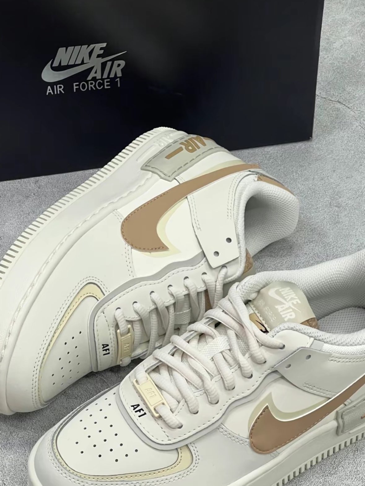 custom review-Nike Air FORCE 1 Shadow Slip-on Устойчивые к истиранию Низкий Топ Скейтбординг Женские Кремовые