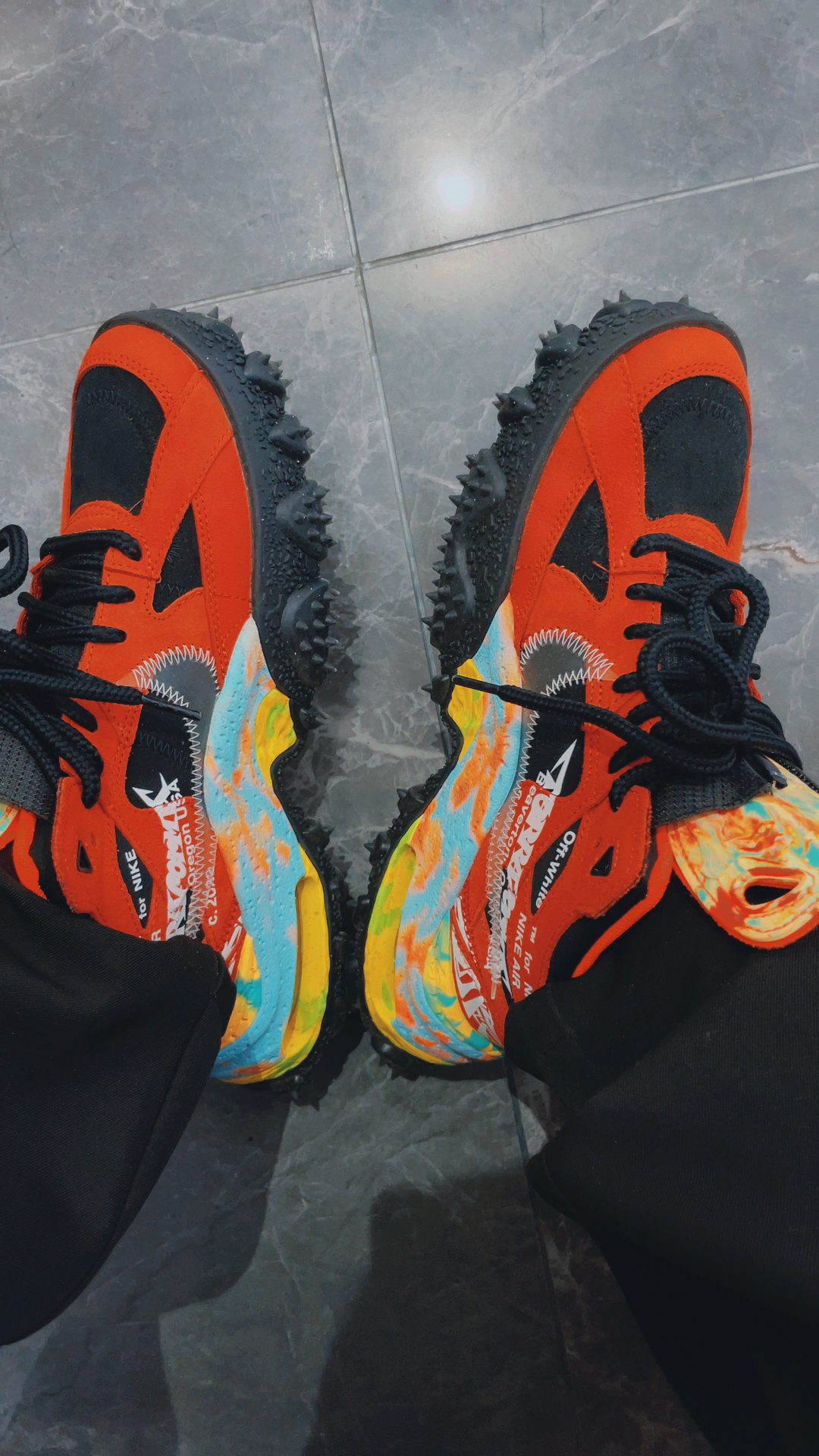 custom review-Off Белый x Nike Air Terra FORMA 'Мантра Апельсин' MID Топ Уличная обувь Унисекс Черно-красный