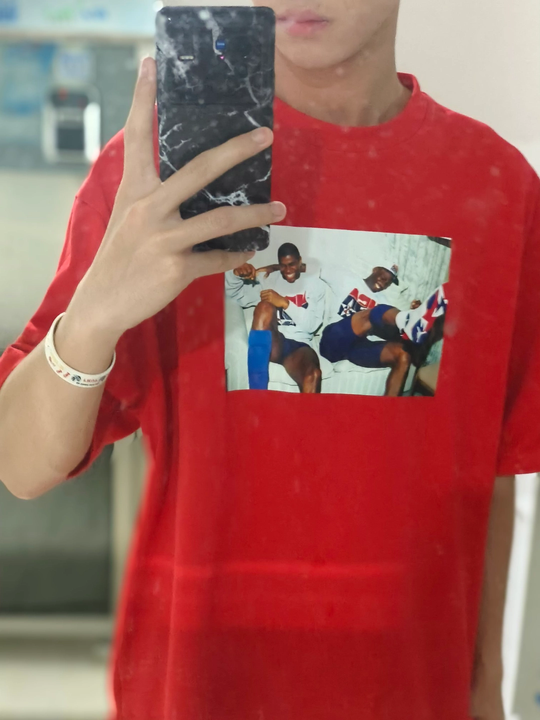 custom review-JORDAN Red Мужская T-рубашка