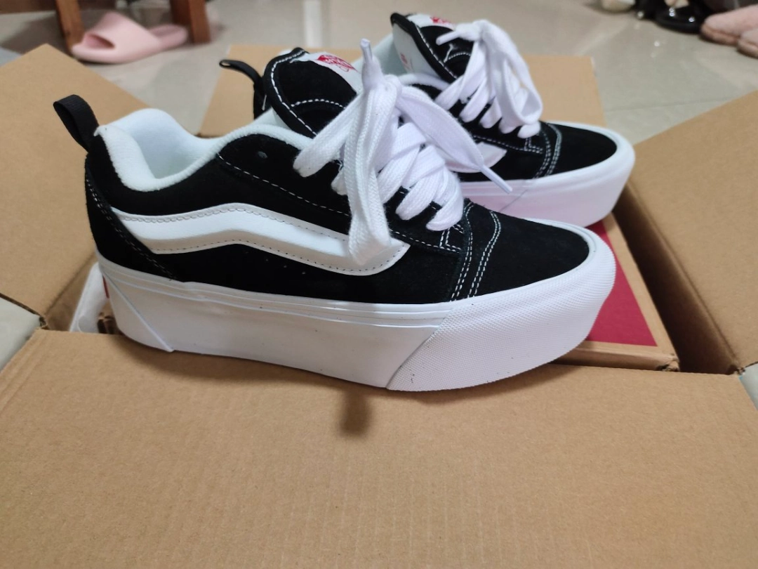 custom review-Vans Knu Stack Low Топ Скейтборд Кроссовки Унисекс Черный Белый