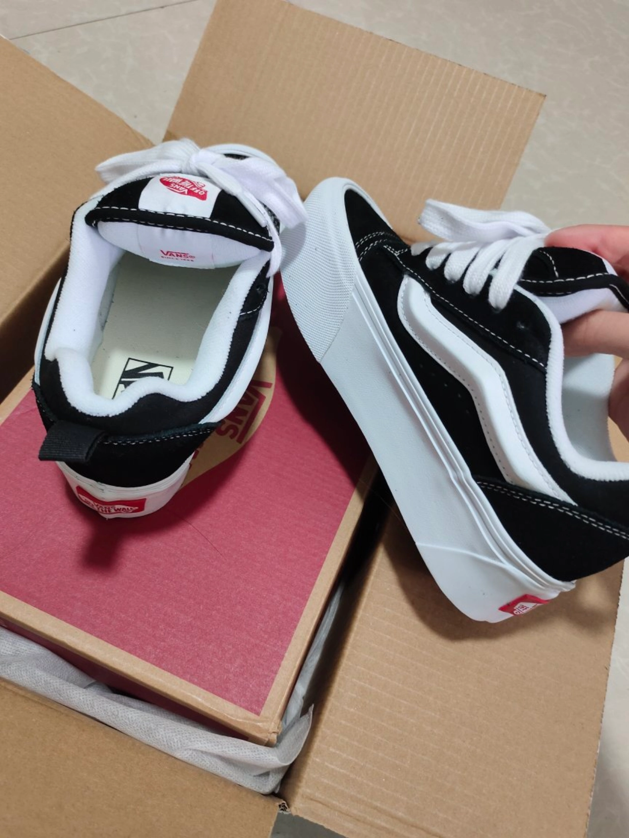 custom review-Vans Knu Stack Low Топ Скейтборд Кроссовки Унисекс Черный Белый