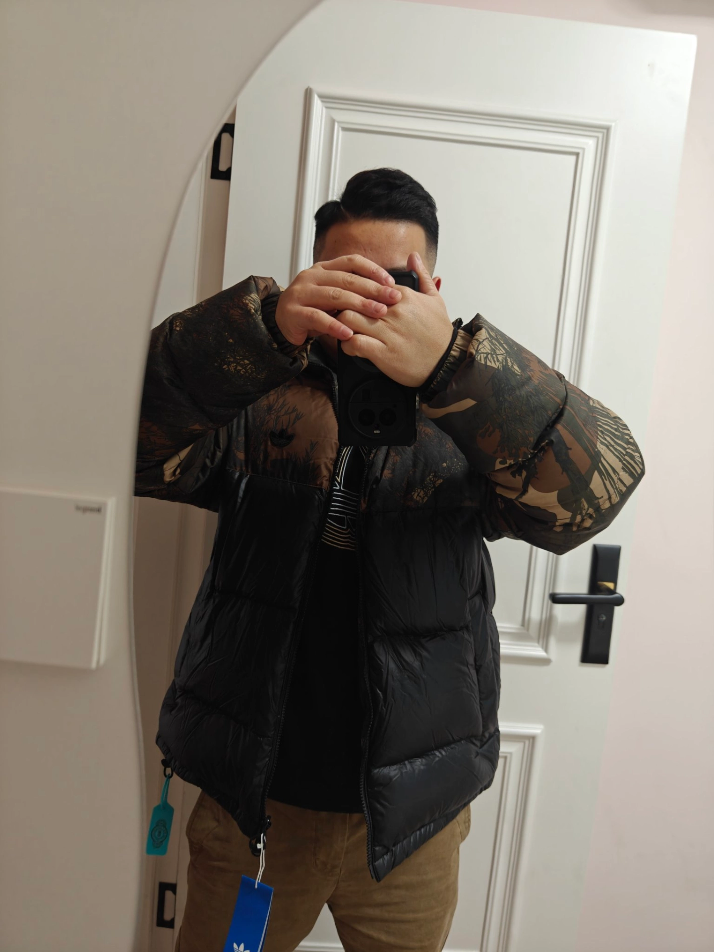 custom review-Adidas Originals Down Regent Пуховик Зимний Мужской Камуфляж Черный