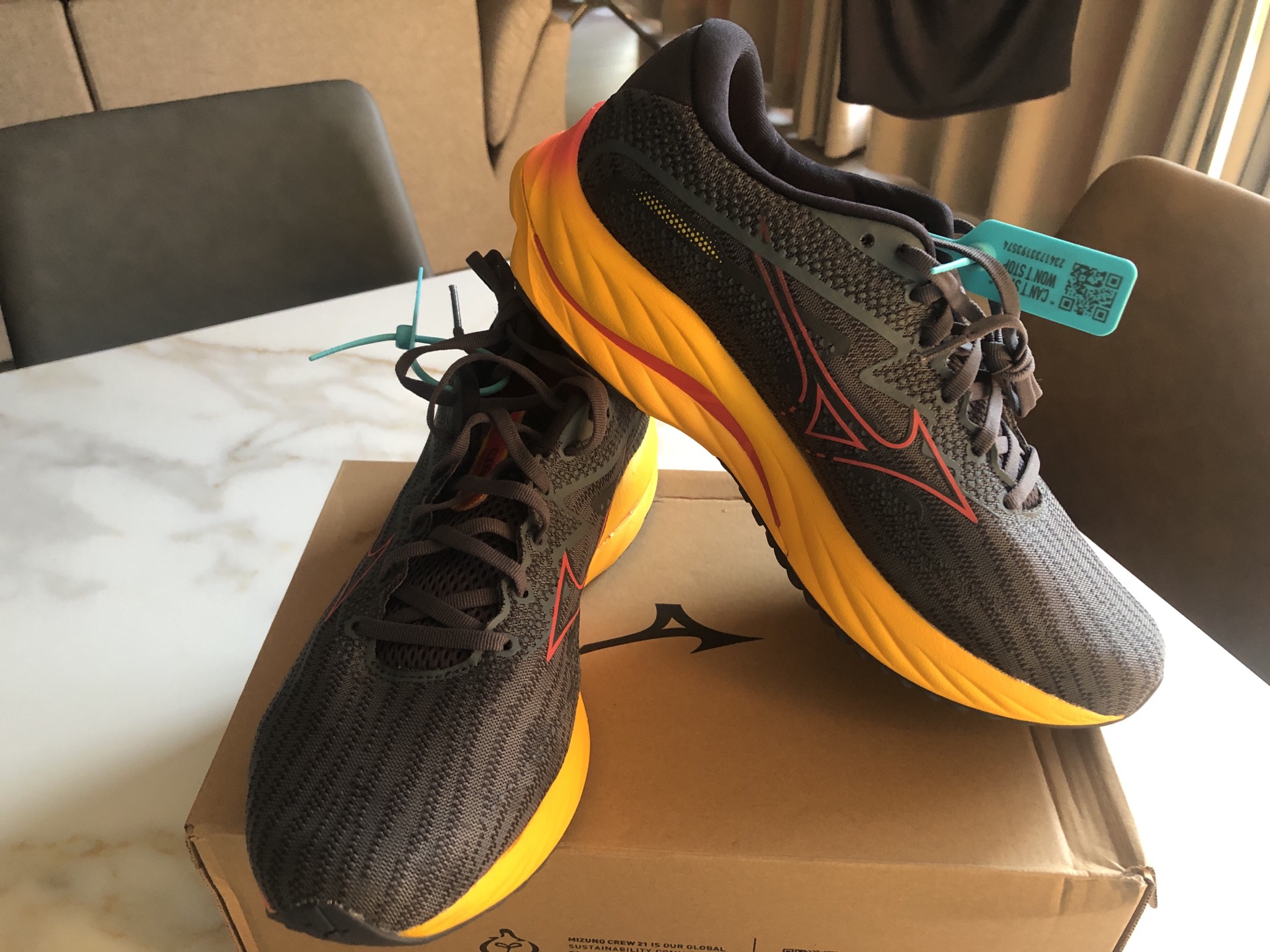 custom review-Mizuno Wave Rider 27 Противоскользящие и Устойчивые к Износу Поддержка Низкий Топ Беговые кроссовки Мужские Серый Оранжевый