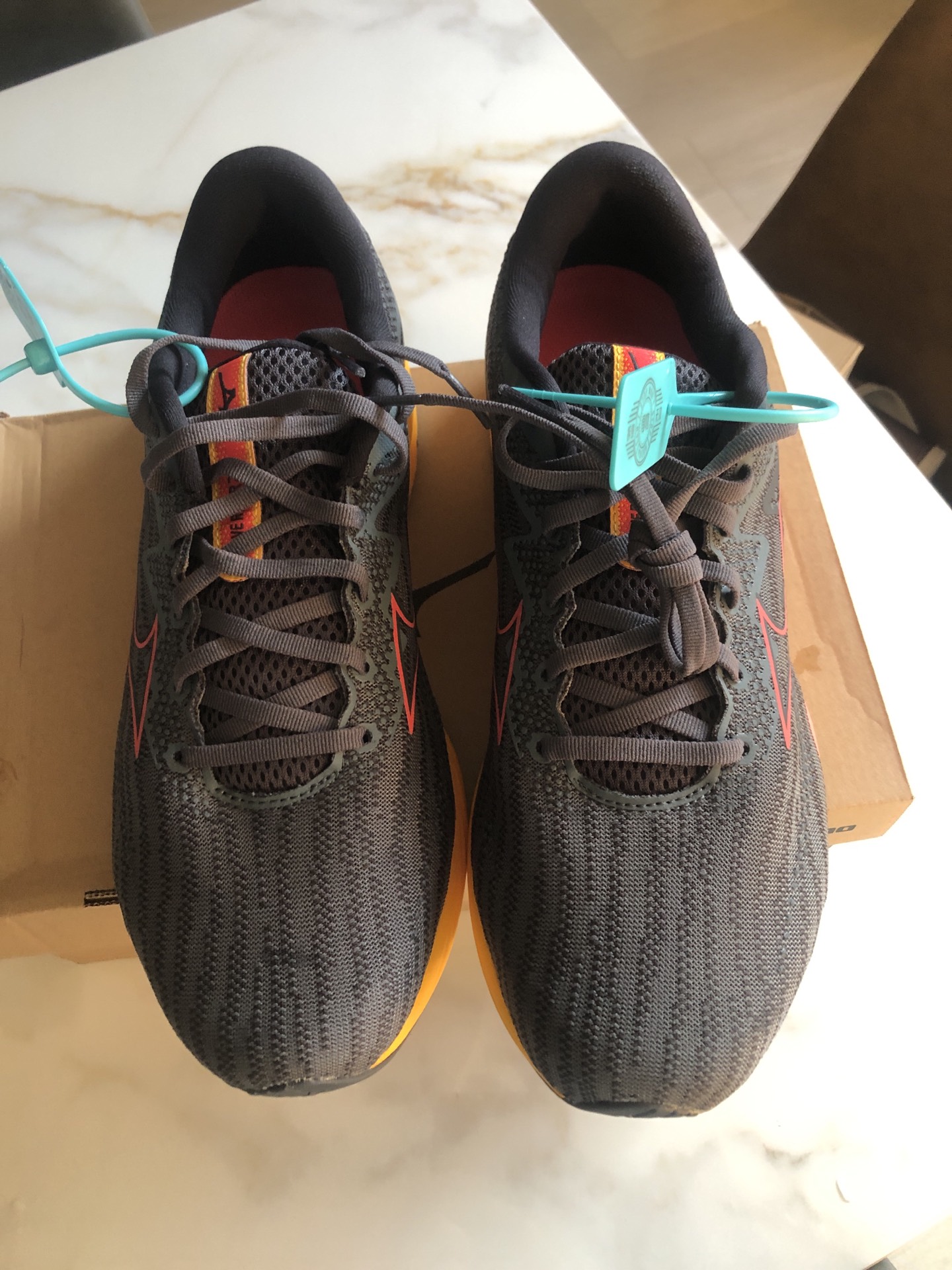 custom review-Mizuno Wave Rider 27 Противоскользящие и Устойчивые к Износу Поддержка Низкий Топ Беговые кроссовки Мужские Серый Оранжевый