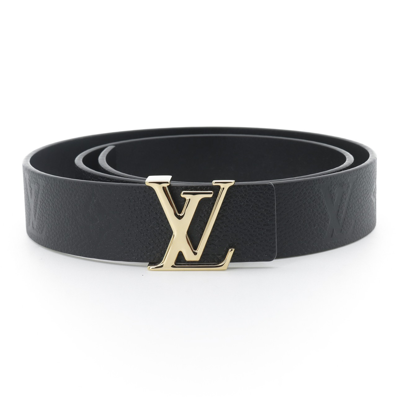 80 louis vuitton lv标识金扣双面皮带 黑色 男款 宽3cm