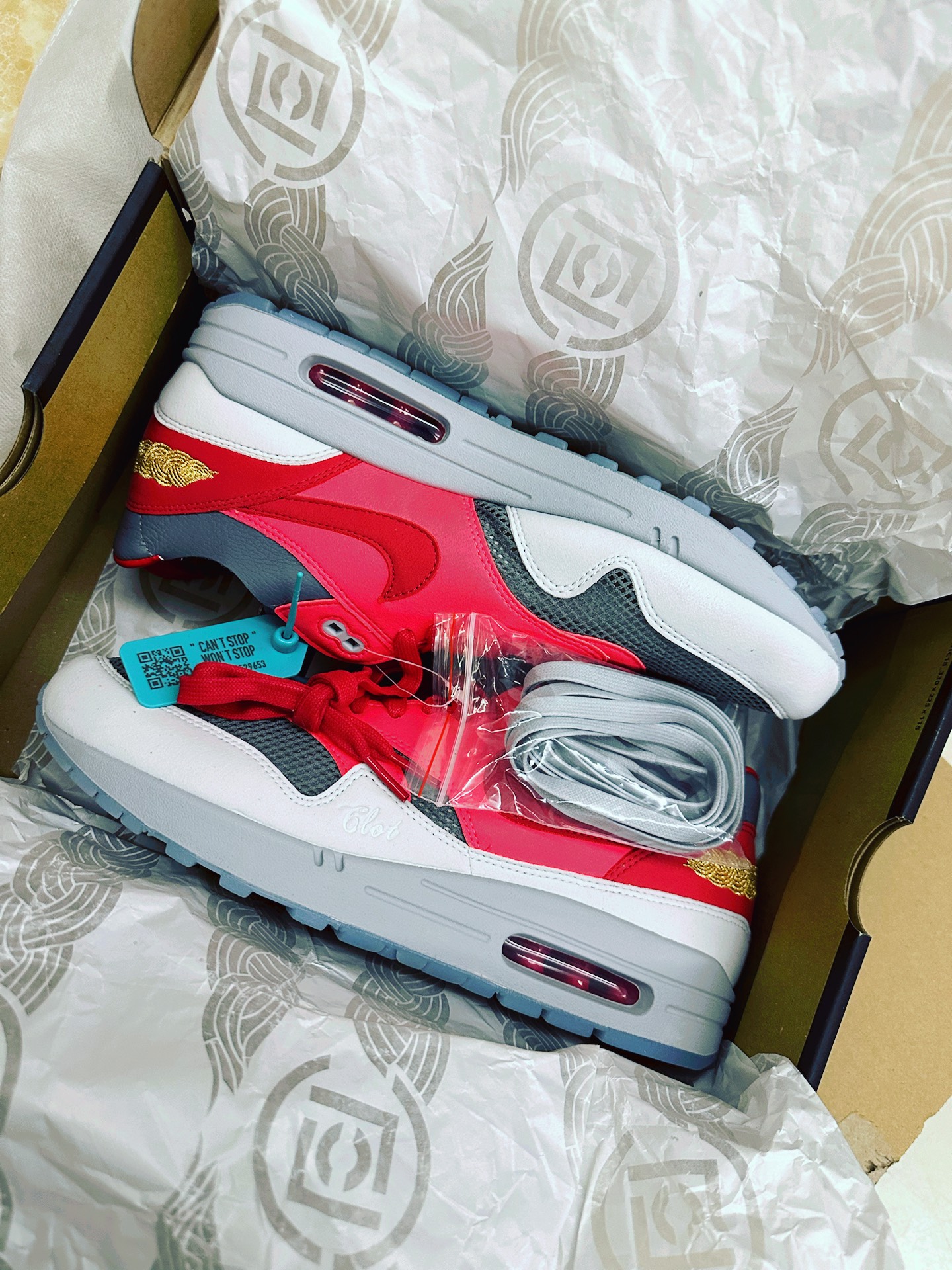 custom review-CLOT x Nike Air Max 1 Устойчивый к истиранию Низкий Топ Повседневные Беговые кроссовки Унисекс Серый Красный
