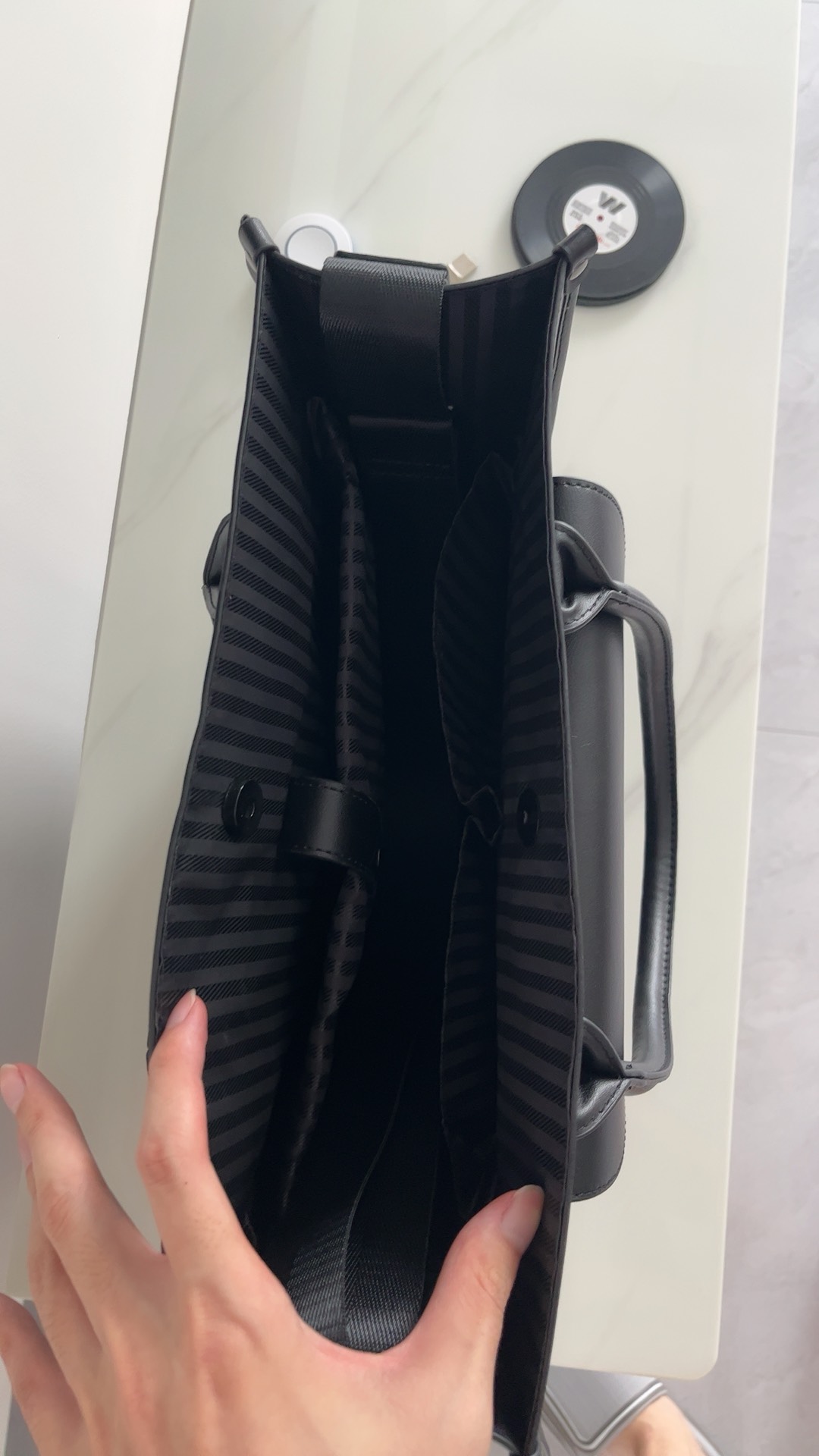 custom review-HEITIANSHIWEI ПУ (полиуретан) Сумка-тоут Портативная и Сумка через плечо Большая Унисекс Черная