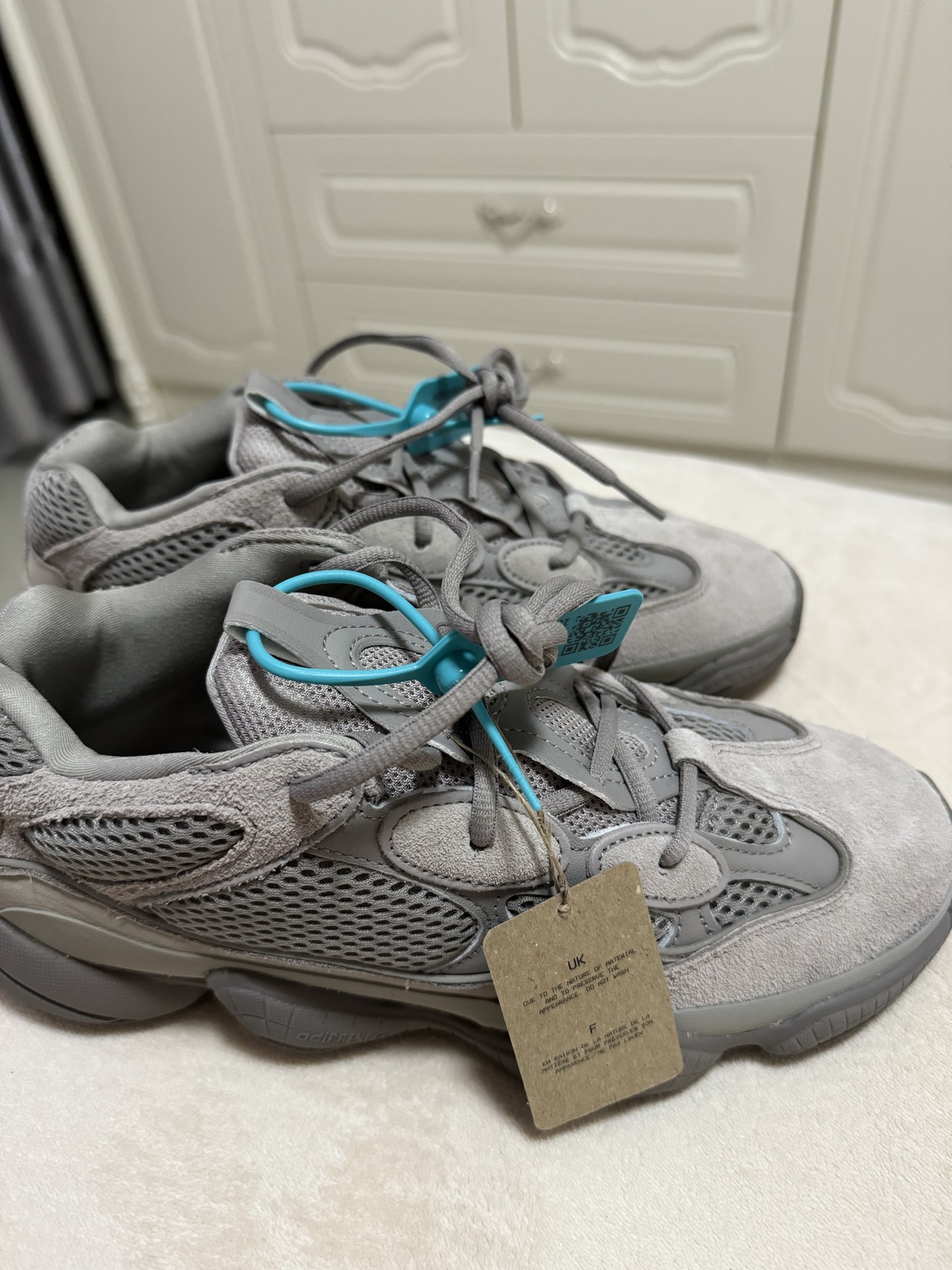 custom review-Adidas Originals Yeezy 500 Мытый серый Пепельный GREY Устойчивый к истиранию Низкий топ Толстая подошва Кроссовки Унисекс Серый