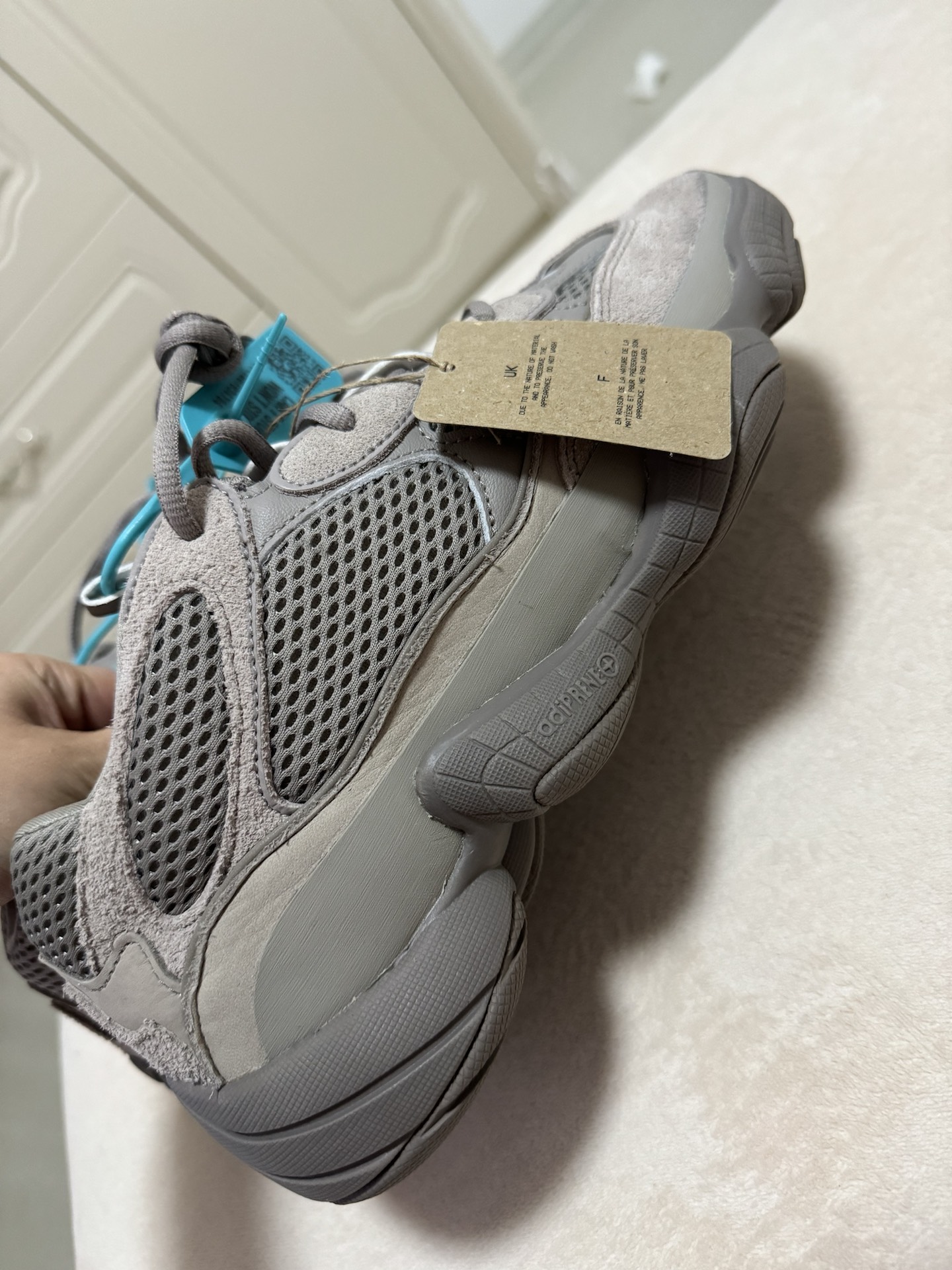 custom review-Adidas Originals Yeezy 500 Мытый серый Пепельный GREY Устойчивый к истиранию Низкий топ Толстая подошва Кроссовки Унисекс Серый