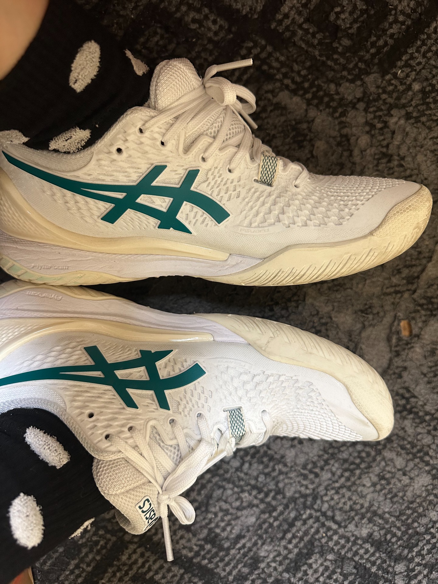 custom review-ASICS Gel Resolution 9 Противоскользящие Низкие Теннисные Кроссовки для Женщин Белые Зеленые