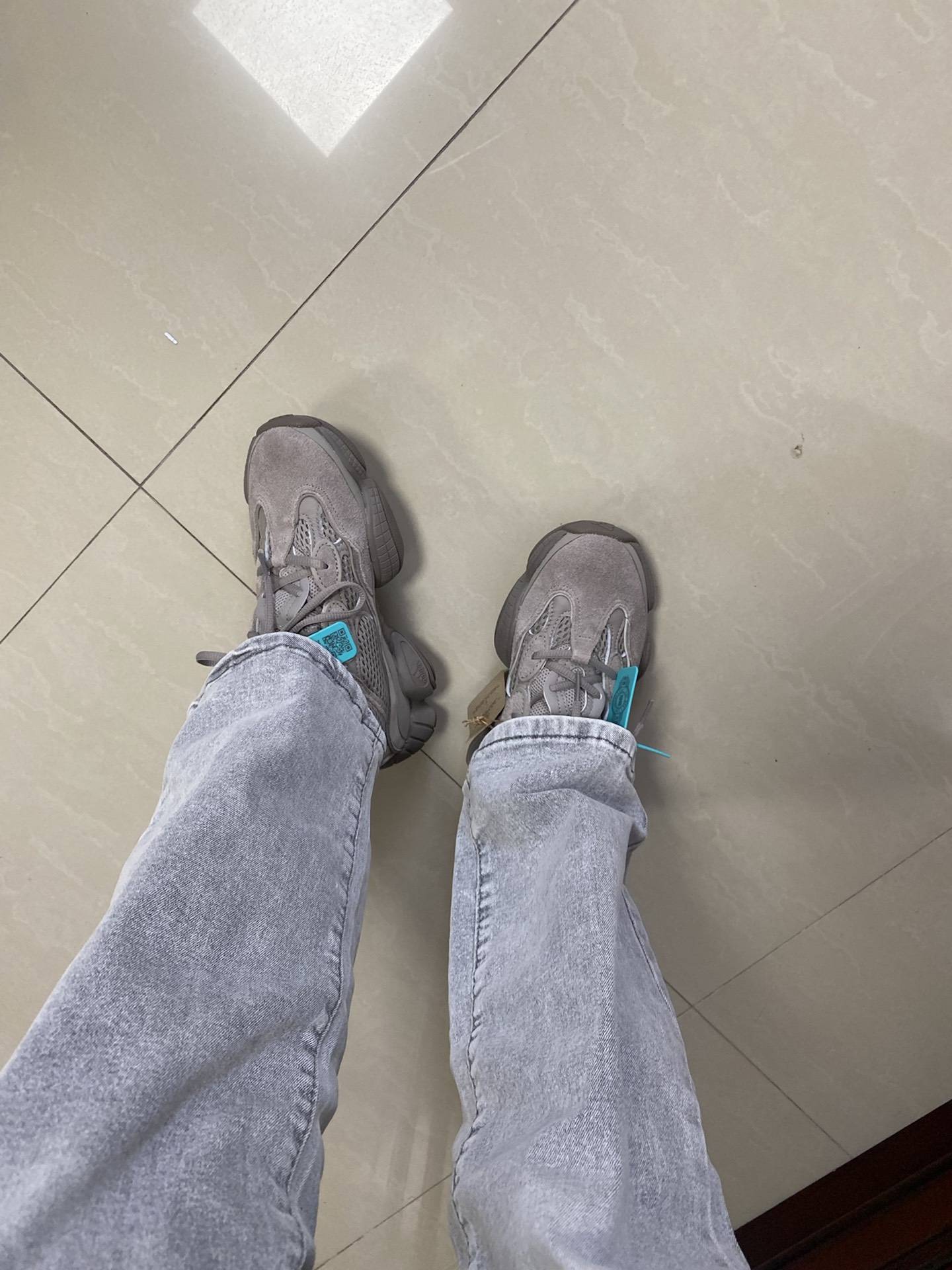 custom review-Adidas Originals Yeezy 500 Мытый серый Пепельный GREY Устойчивый к истиранию Низкий топ Толстая подошва Кроссовки Унисекс Серый