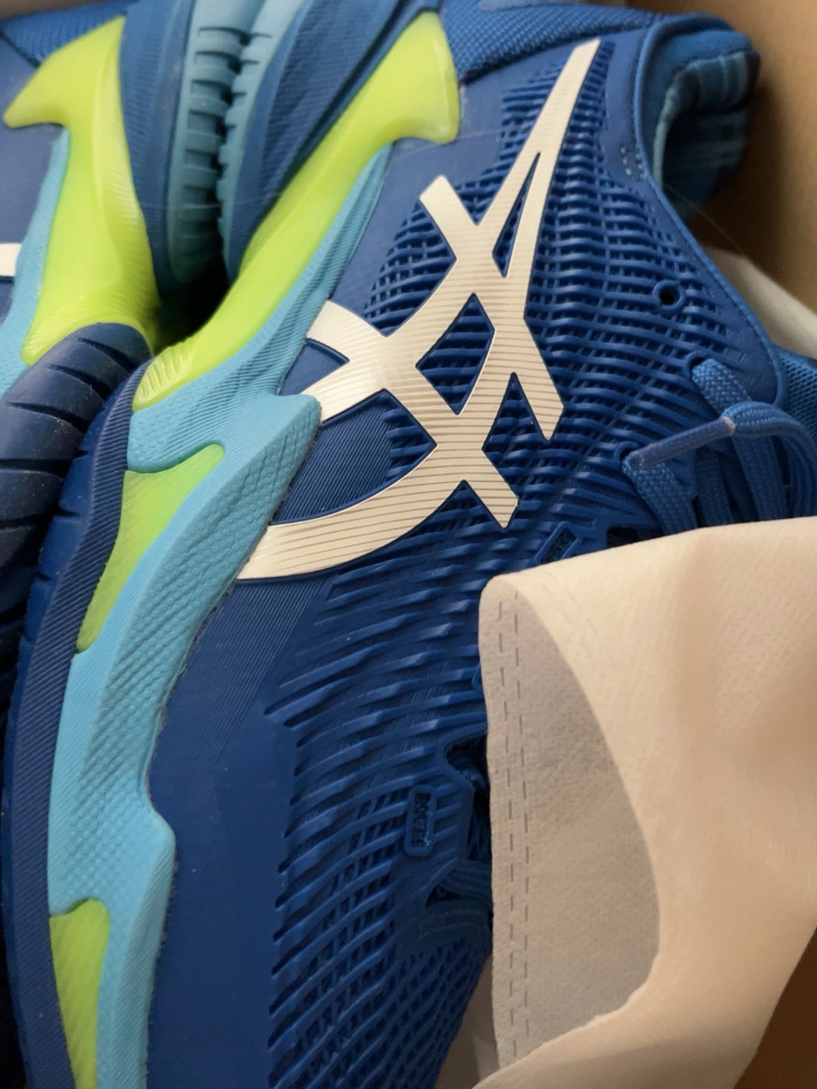 custom review-ASICS Court FF 3 Novak Устойчивые к истиранию Низкие Кроссовки для тенниса Мужские Синие Зеленые