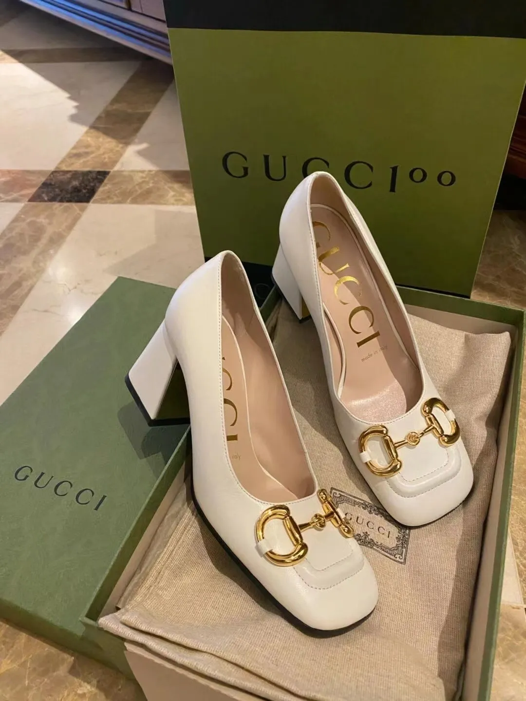 GUCCI Horsebit Mid-heel Slingback Pumps - POIZON