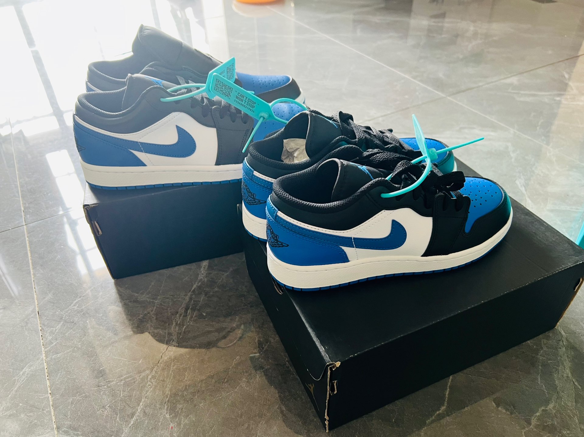 custom review-Jordan Air Jordan 1 Low 'Королевский Палец' Низкий Топ Винтажные Баскетбольные Кроссовки Мужские Черный Синий Белый