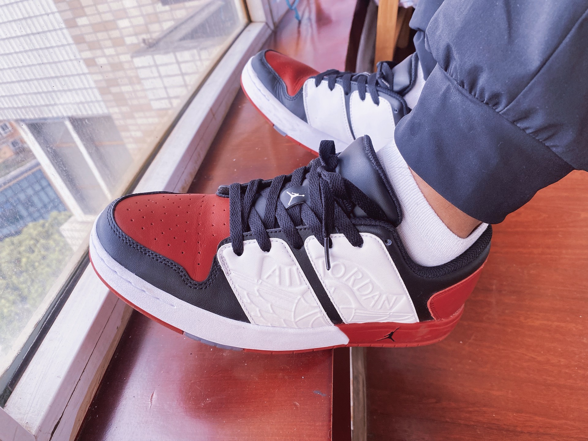 custom review-Джордан Nu Retro 1 Low Топ Винтажные Баскетбольные Кроссовки Мужские Черный Белый Красный