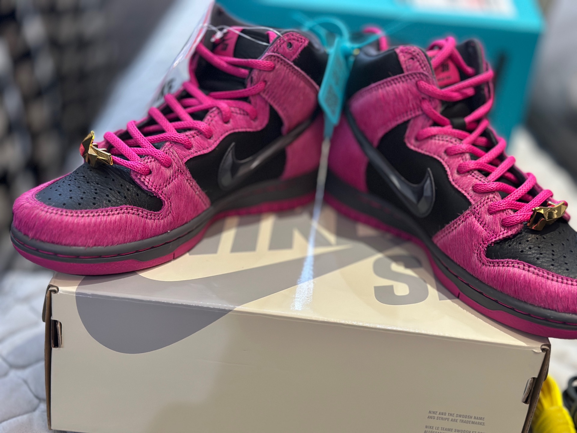 custom review-RUN The Jewels x Nike Dunk SB High Топ Скейтборд Кроссовки Унисекс Розовый Черный