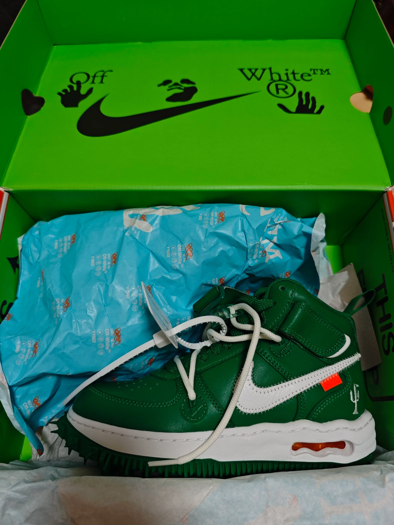 custom review-Off Белый x Nike Air FORCE 1 'Сосновый зеленый' MID Топ Модный Повседневная Скейтборд Обувь Унисекс Бирюзовый