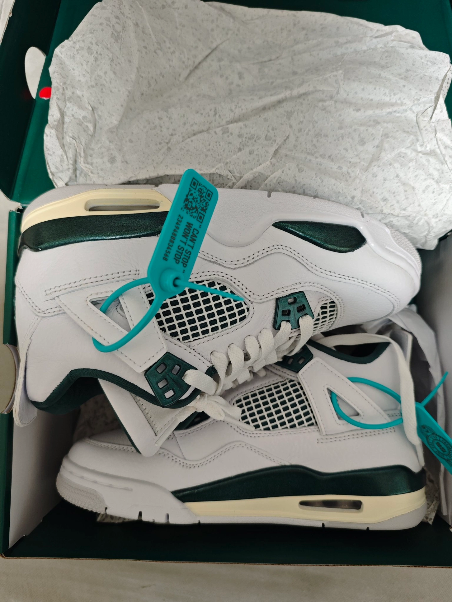 custom review-Jordan Air Джордан 4 Противоскользящий Устойчивый к износу MID Топ Детские Баскетбольные кроссовки Белый Зеленый