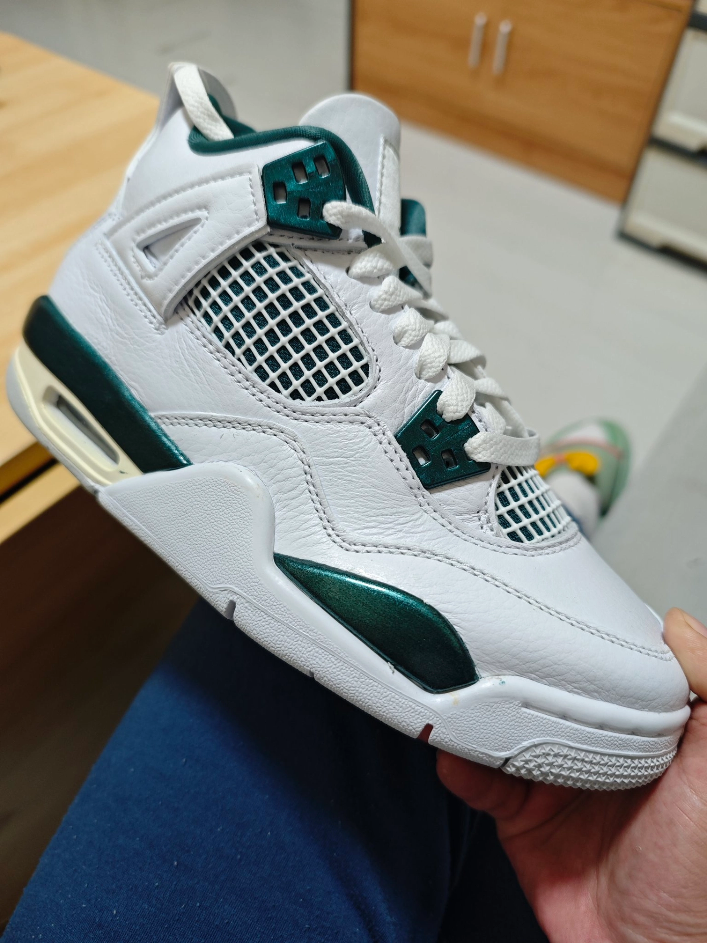 custom review-Jordan Air Джордан 4 Противоскользящий Устойчивый к износу MID Топ Детские Баскетбольные кроссовки Белый Зеленый