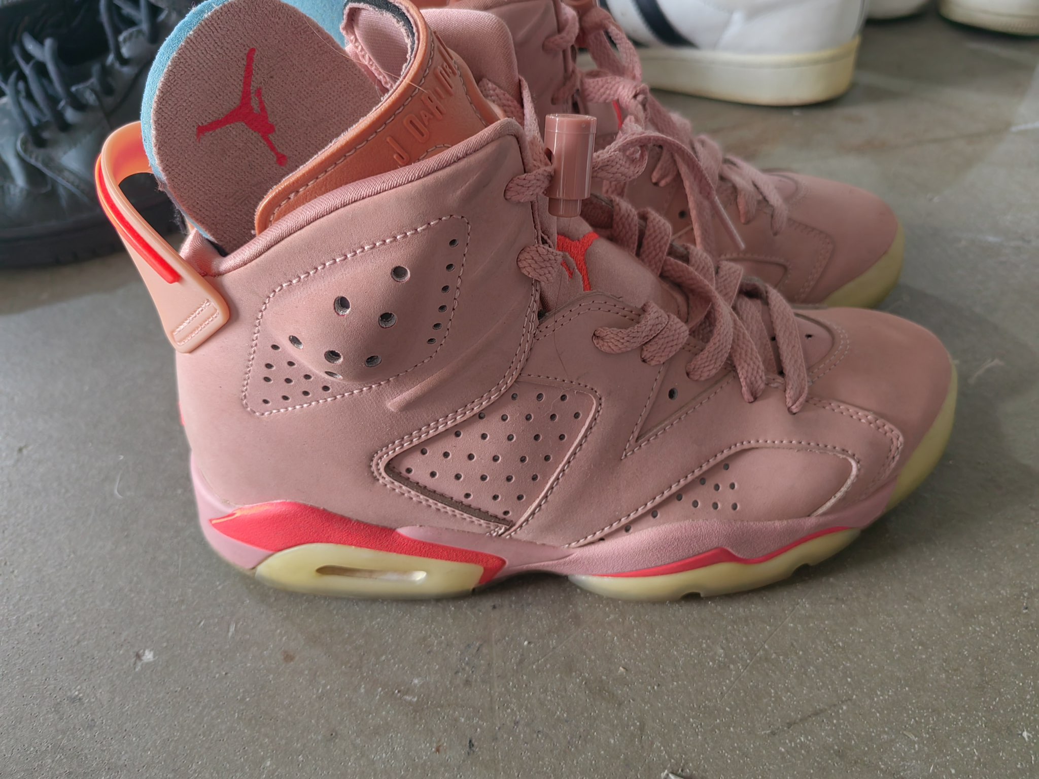 jordan 6 millennial pink on feet