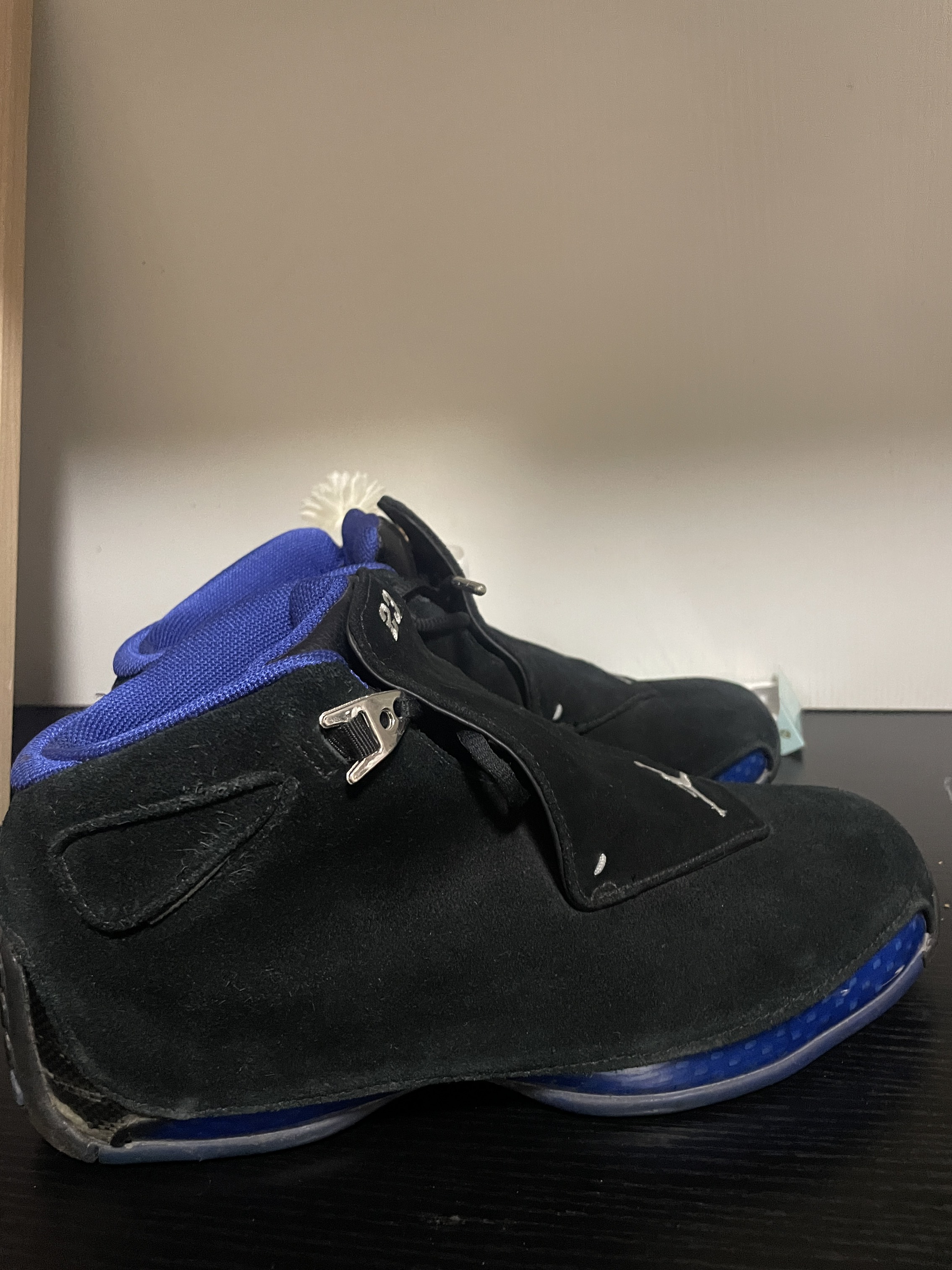 jordan 18 black blue suede