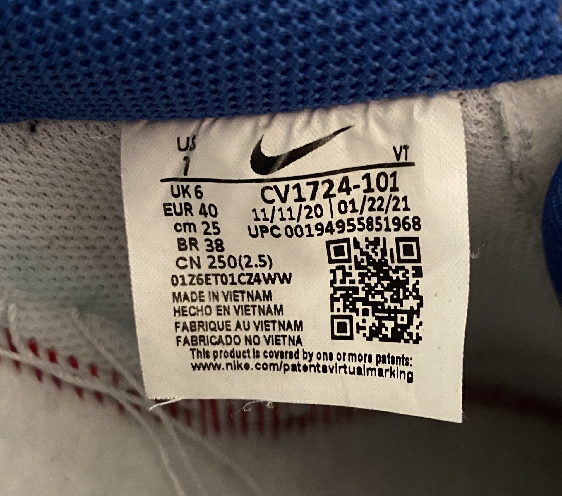 nike air force 1 inside tag