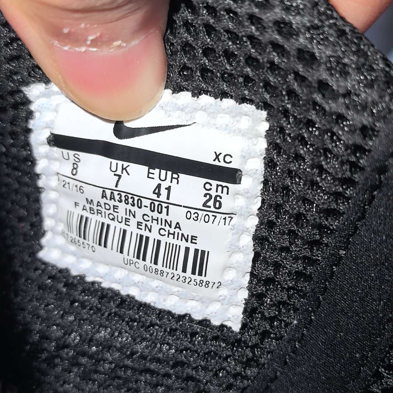 off white presto size tag
