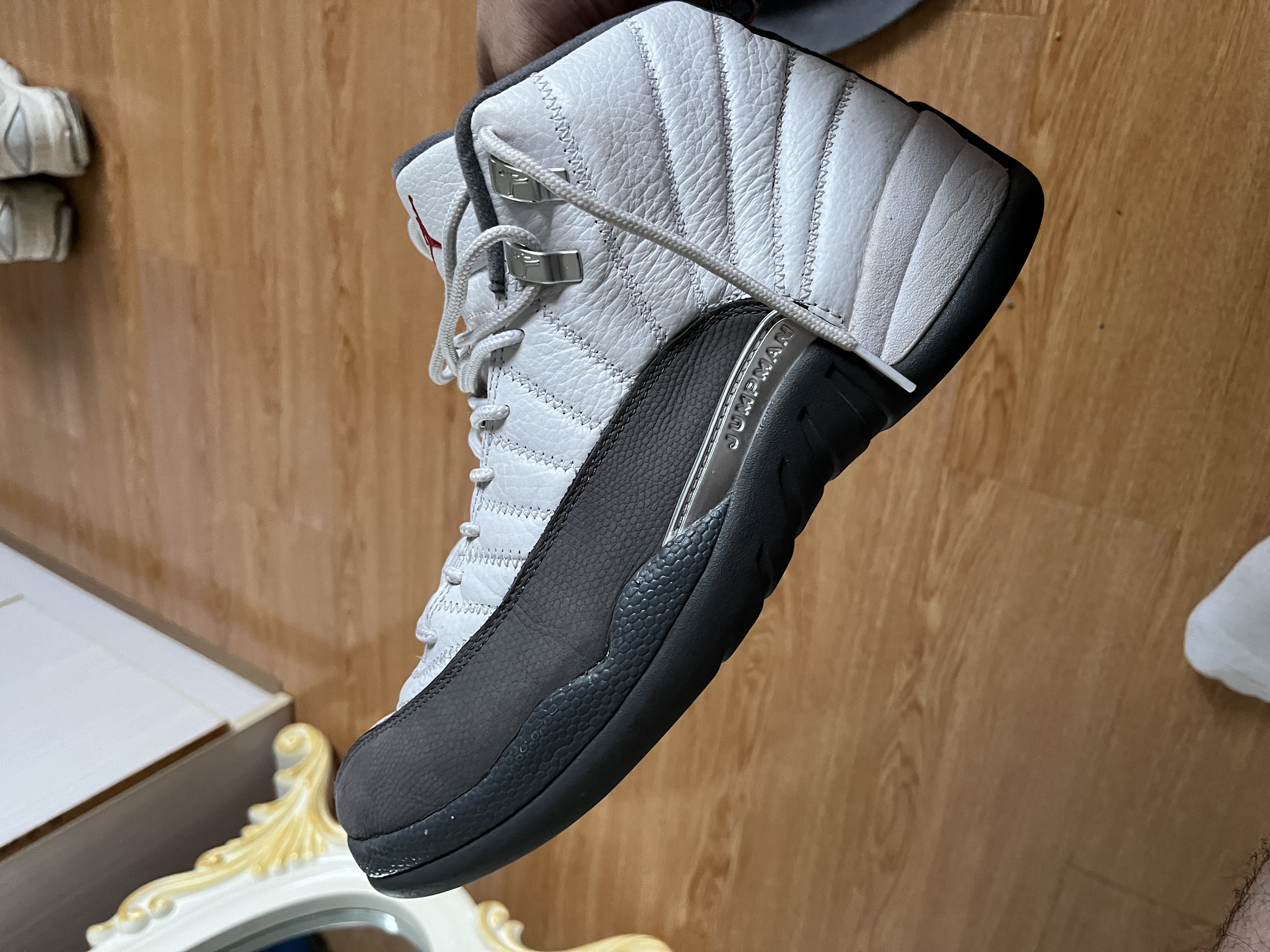 jordan 12 dark grey fake vs real
