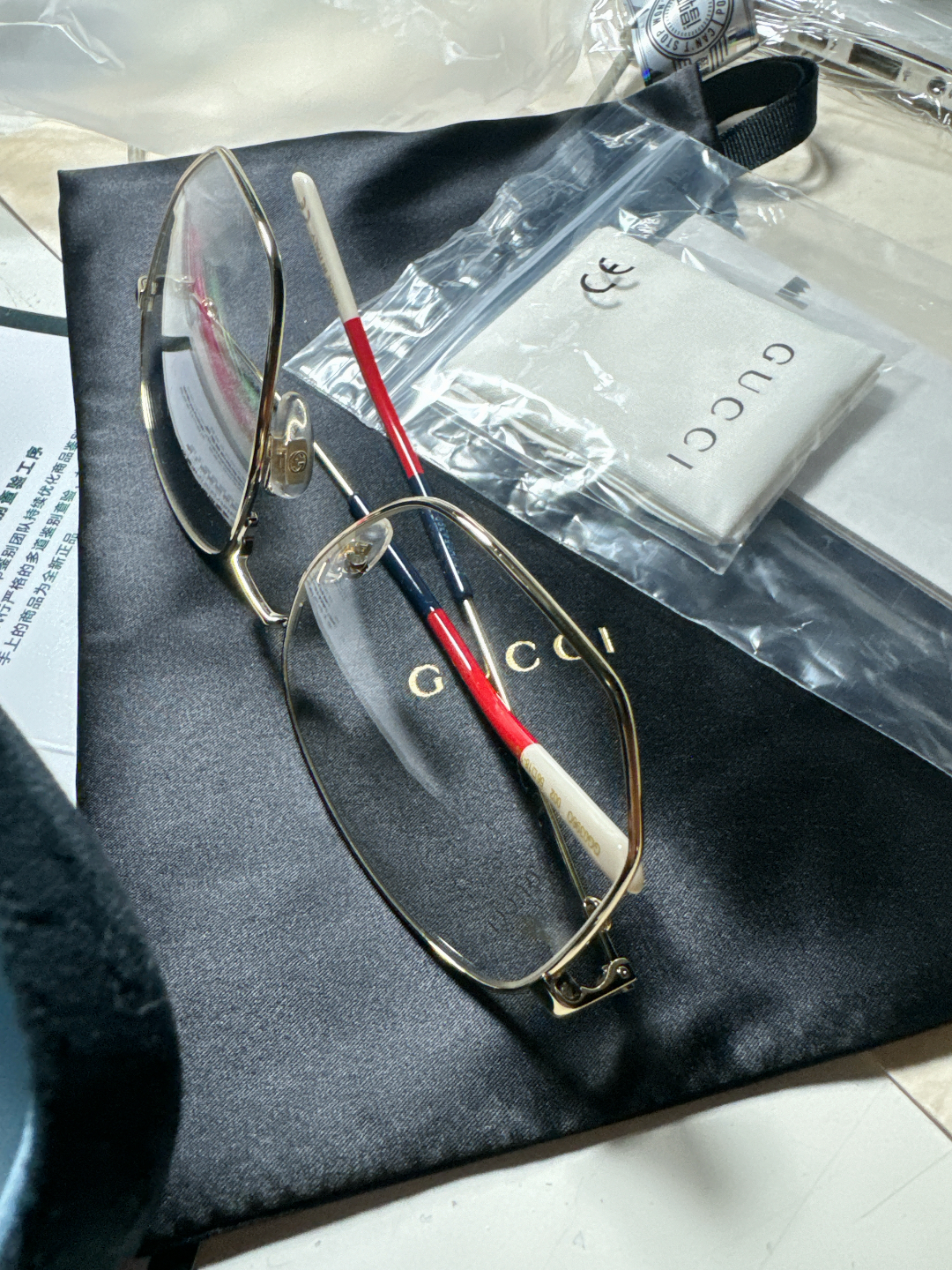 custom review-GUCCI Love Parade Сплав Фигурные Очки с диоптриями Унисекс Золото