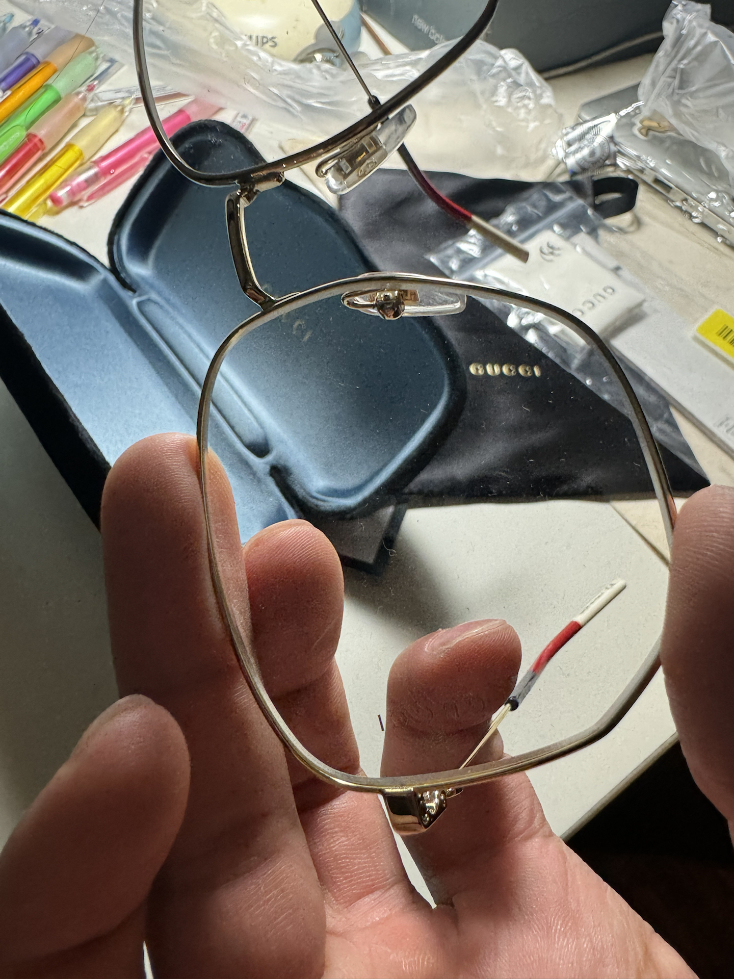 custom review-GUCCI Love Parade Сплав Фигурные Очки с диоптриями Унисекс Золото