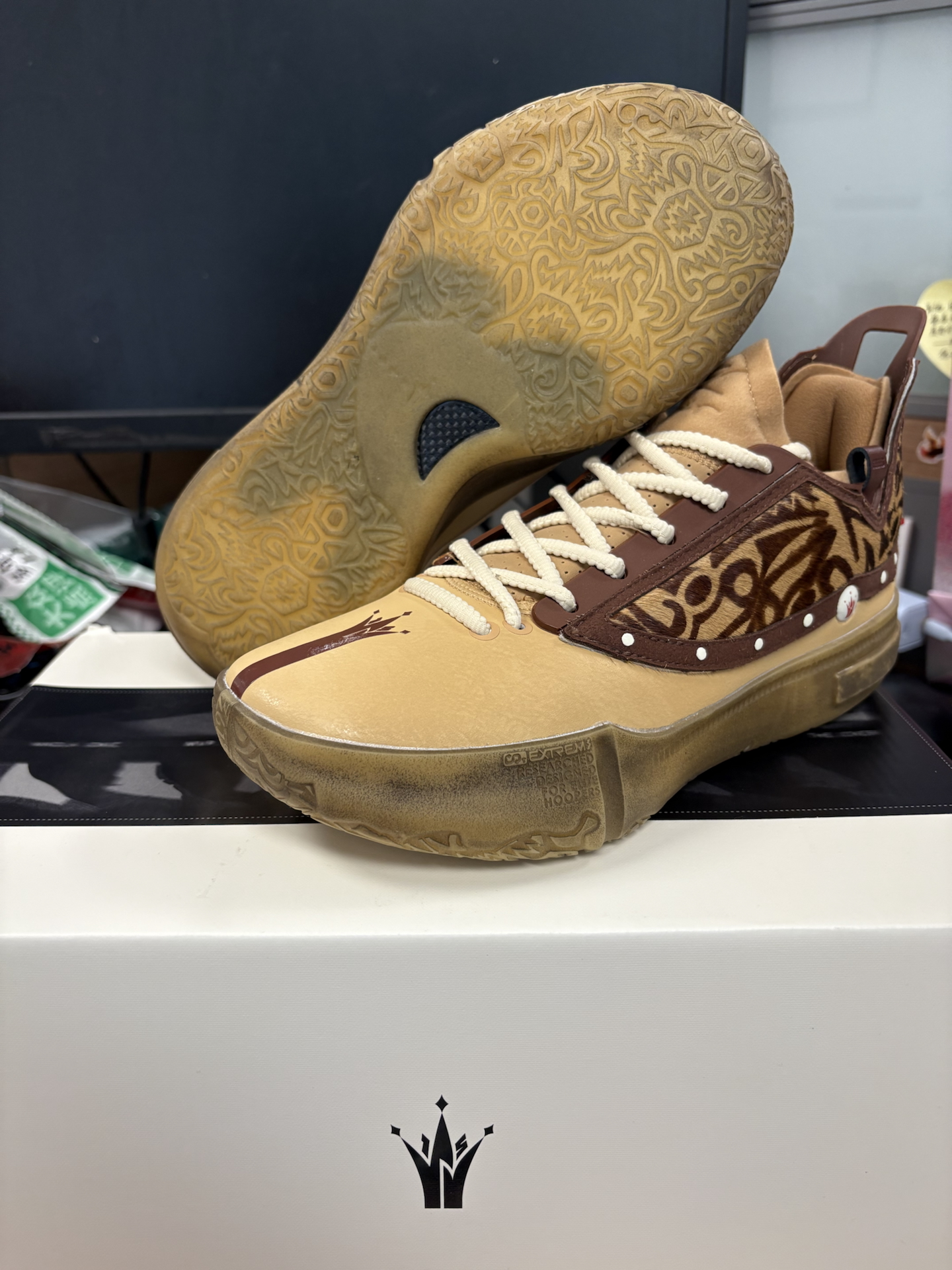 custom review-361° Joker 1 GT Амортизаторы Slip-resistant устойчивые к истиранию Низкий топ Баскетбольные кроссовки Мужской Кофейно-коричневый