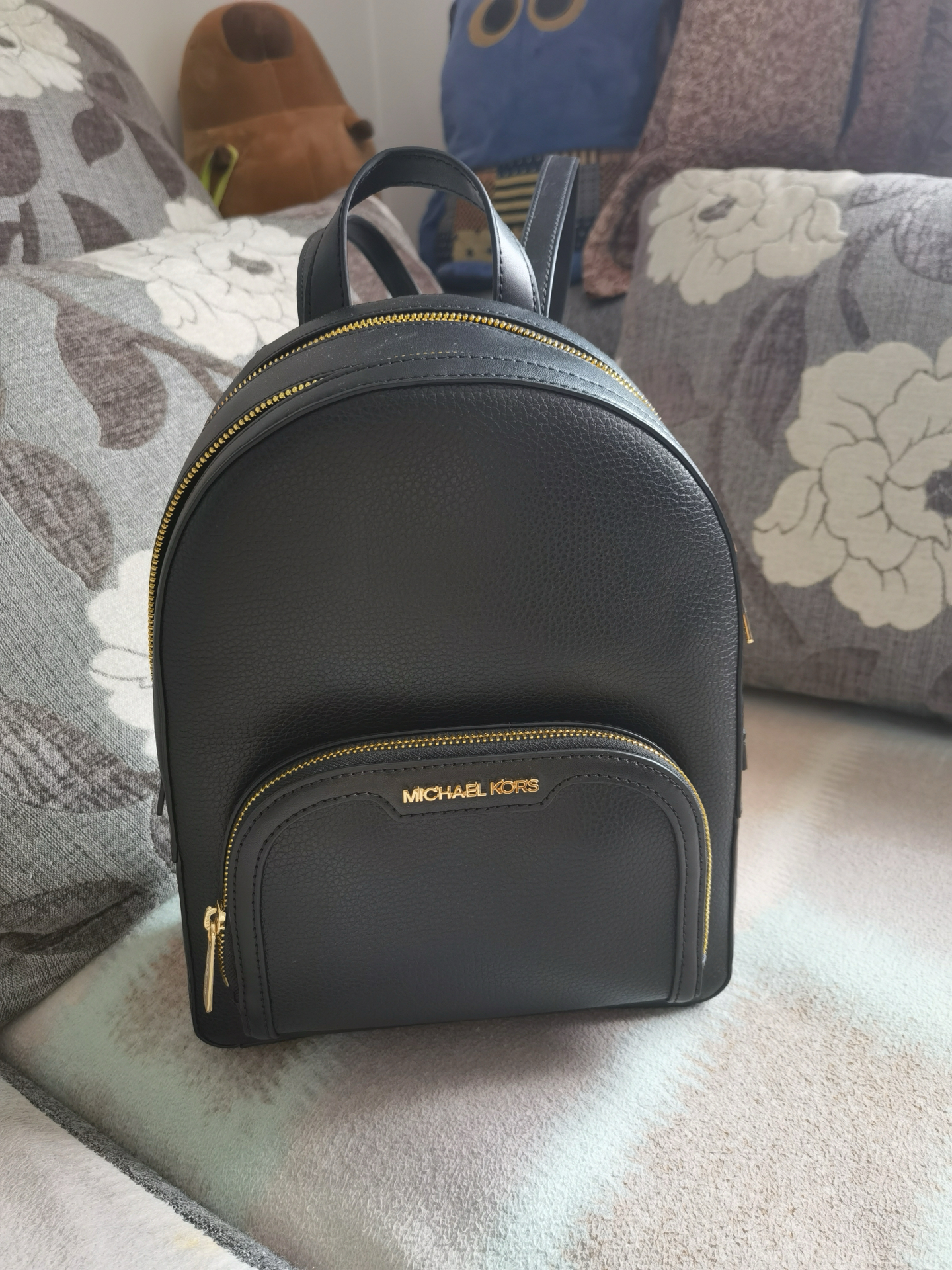 custom review-MICHAEL KORS Личи Крупнозернистая текстура Кожа Рюкзак Средний Женский Черный