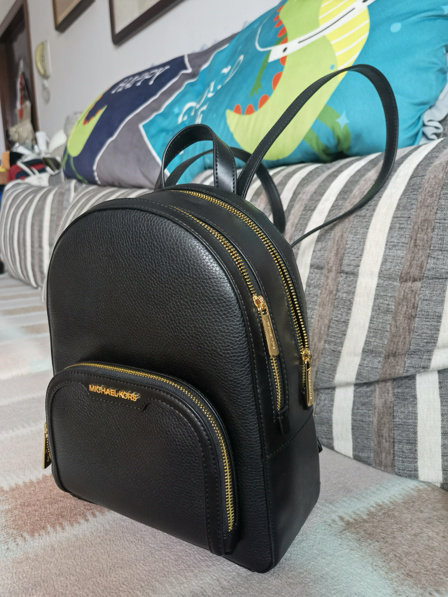 custom review-MICHAEL KORS Личи Крупнозернистая текстура Кожа Рюкзак Средний Женский Черный