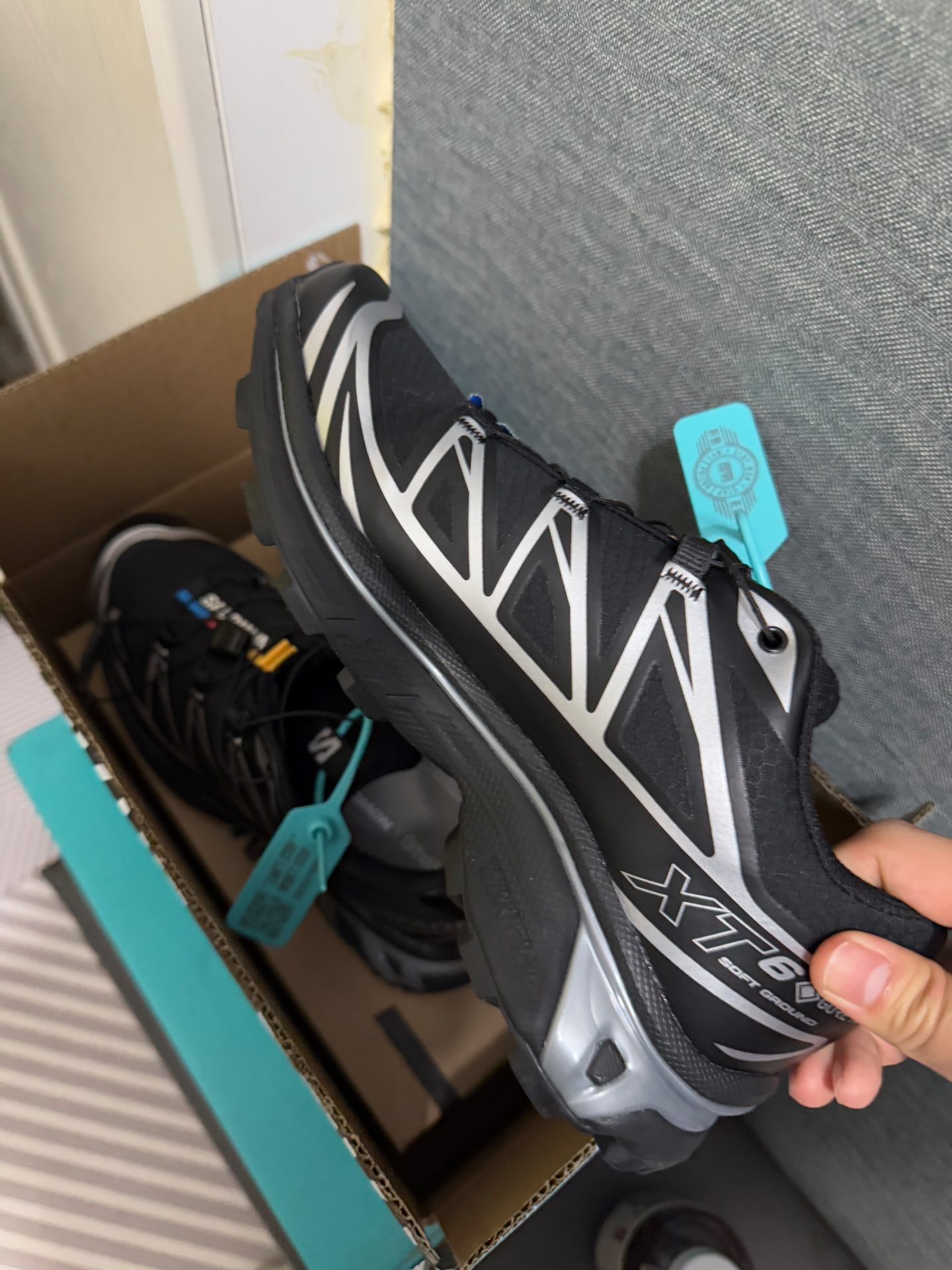 custom review-SALOMON XT 6 Slip Resistant Abrasion Resistant Водонепроницаемый Низкий Топ Уличная Обувь Унисекс Черный Серебристый
