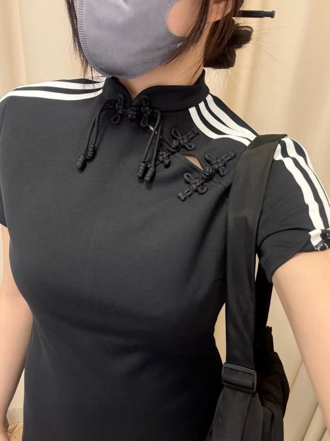 custom review-Adidas Originals Короткий рукав Платье Женское Черное