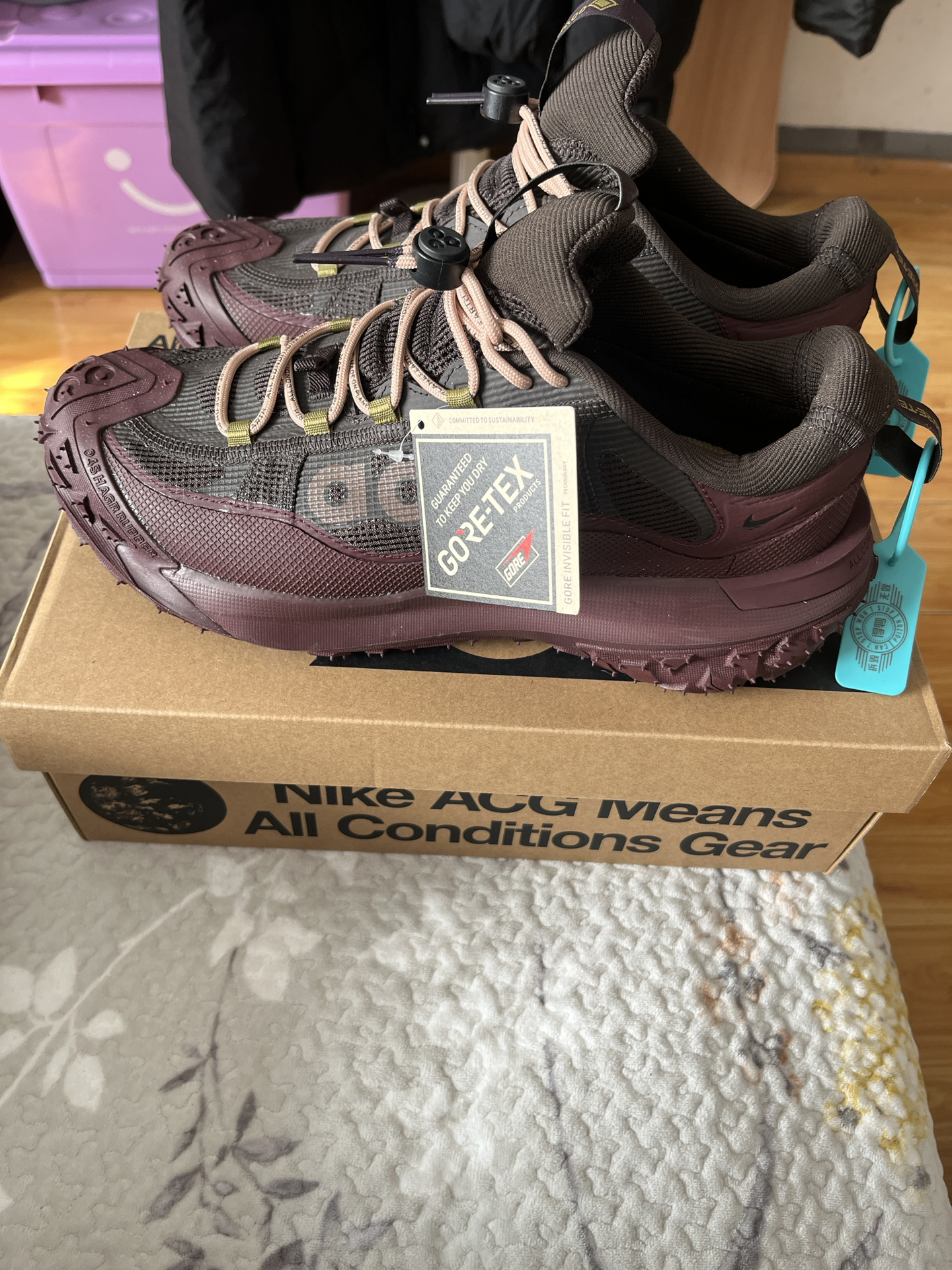 custom review-Nike ACG Mountain Fly 2 Водонепроницаемый Низкий Топ Походная обувь Унисекс Бордовый