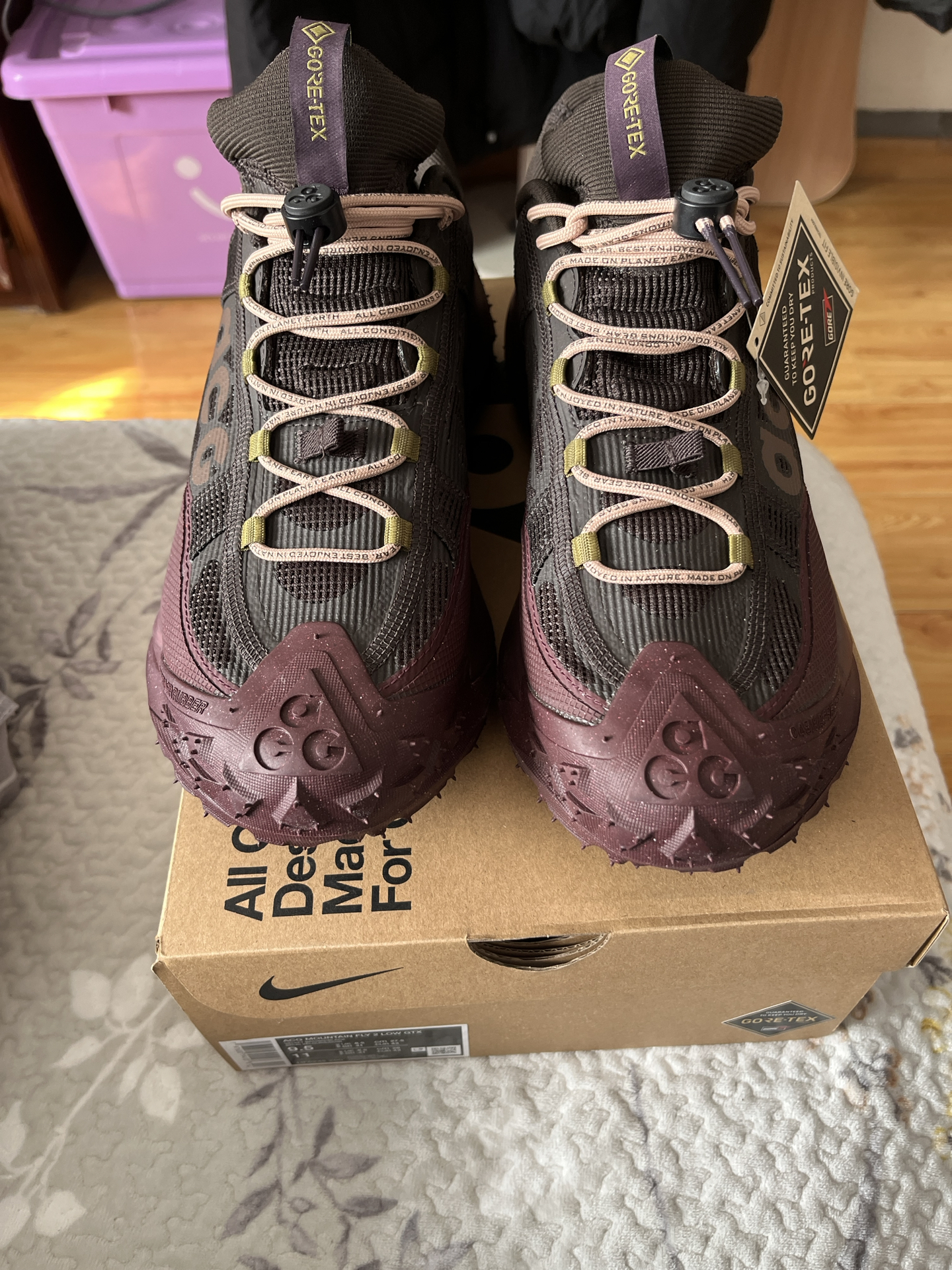 custom review-Nike ACG Mountain Fly 2 Водонепроницаемый Низкий Топ Походная обувь Унисекс Бордовый