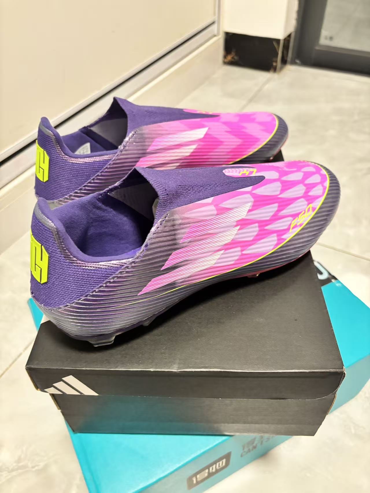 custom review-Lamine Yamal x Adidas F50 League Футбольные бутсы Мужские Фиолетово-розовые