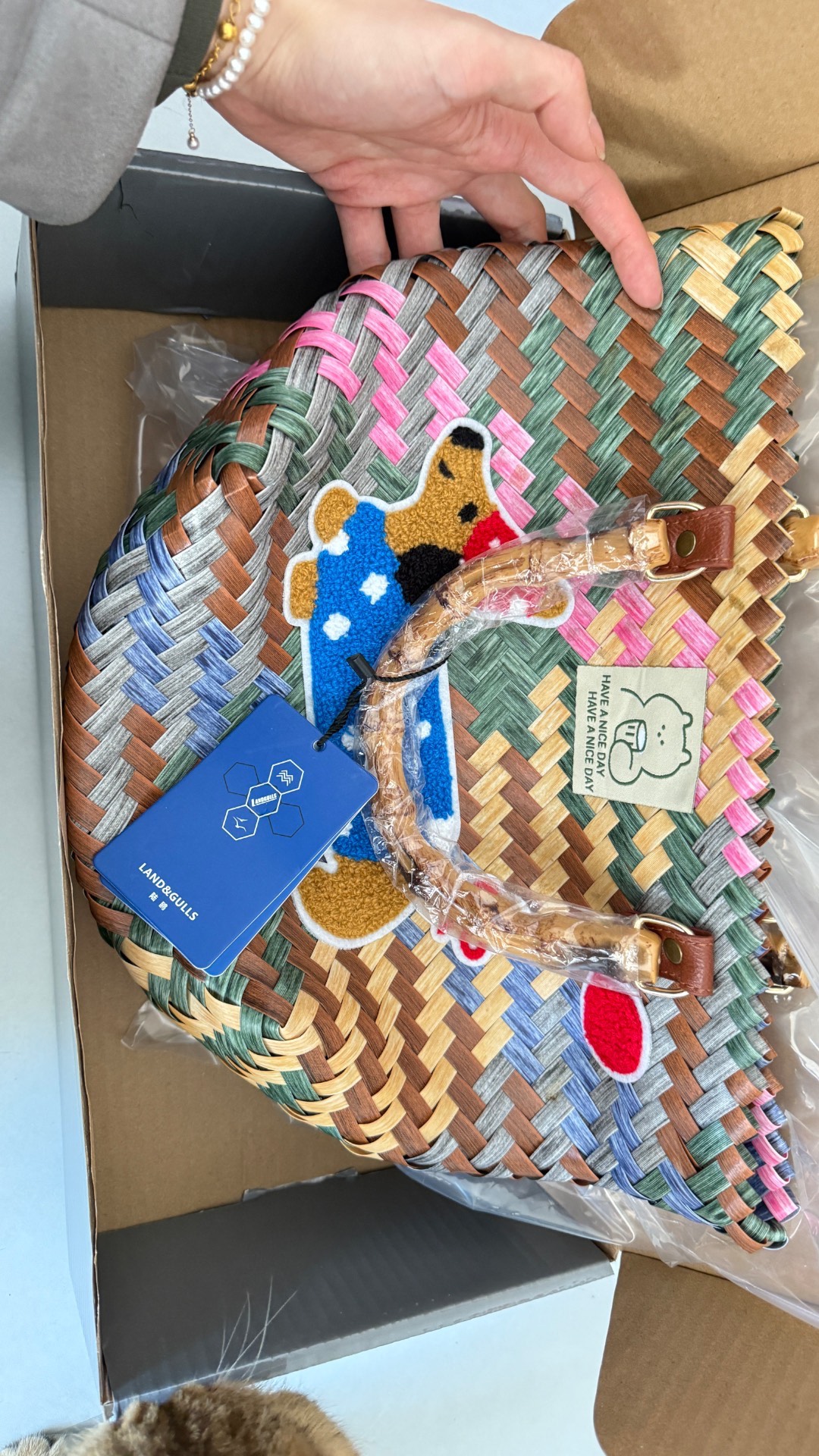 custom review-Land Gulls Вязаная ткань Сумка-корзинка BEACH BAG Стандартная (стандартная) Унисекс