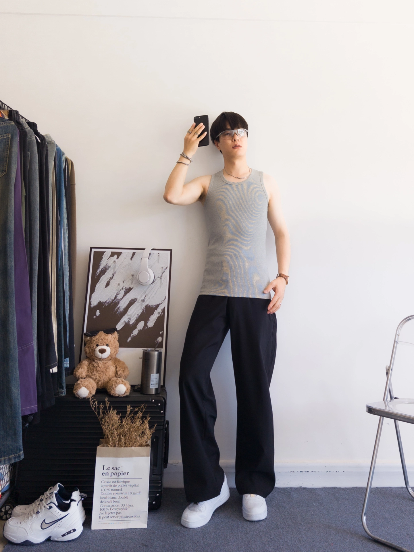 一米七男生穿健身背心真这么顶?