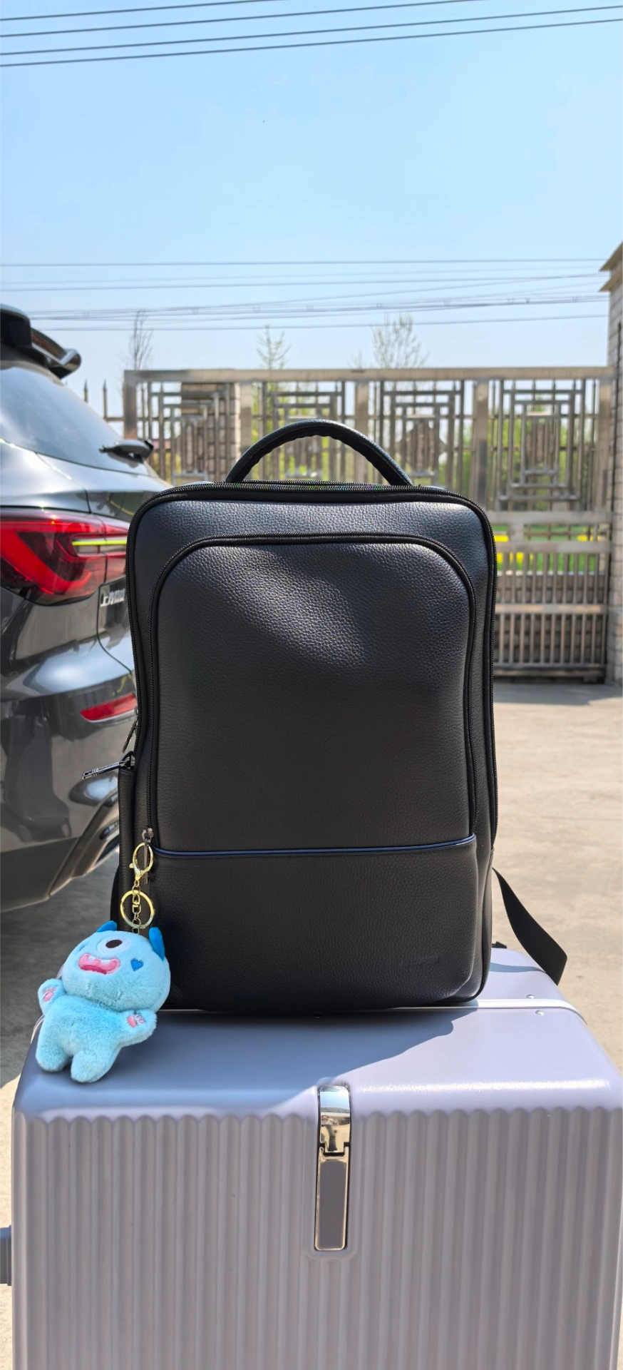 custom review-BOPAI Сумка для ноутбука из крупнозернистой текстуры коровьей кожи рюкзак большой мужской черный