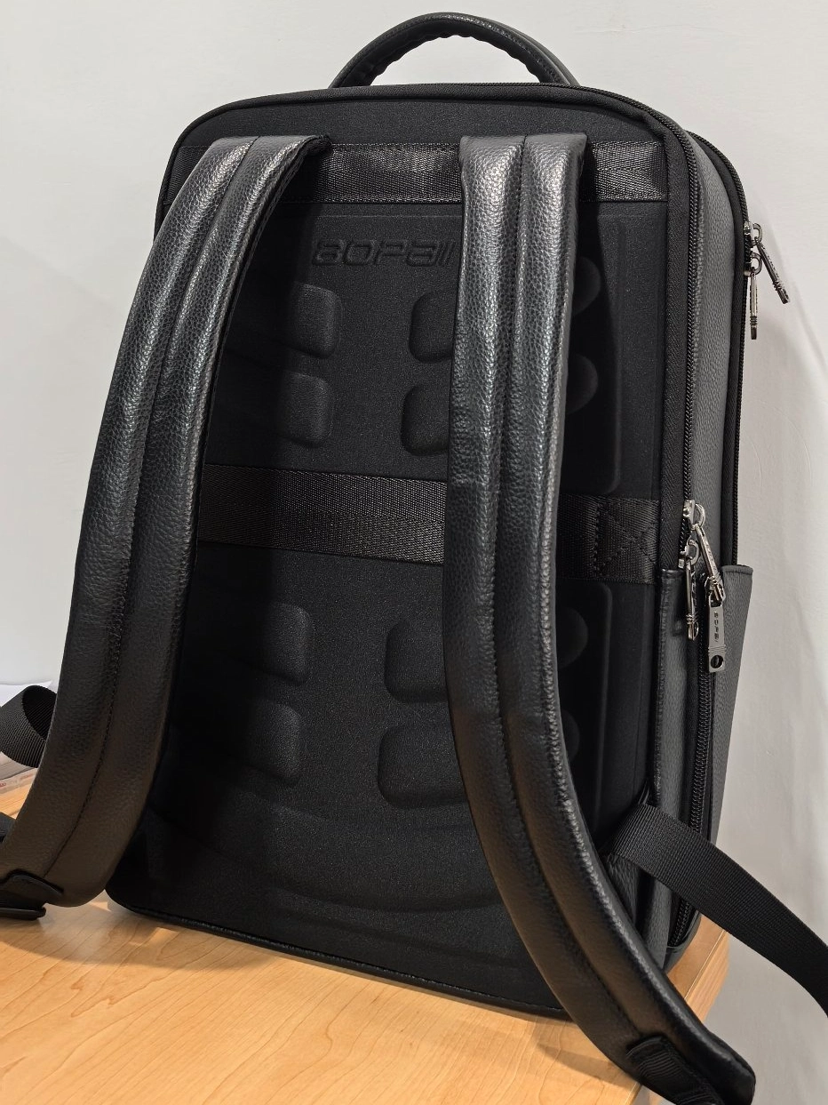 custom review-BOPAI Сумка для ноутбука из крупнозернистой текстуры коровьей кожи рюкзак большой мужской черный