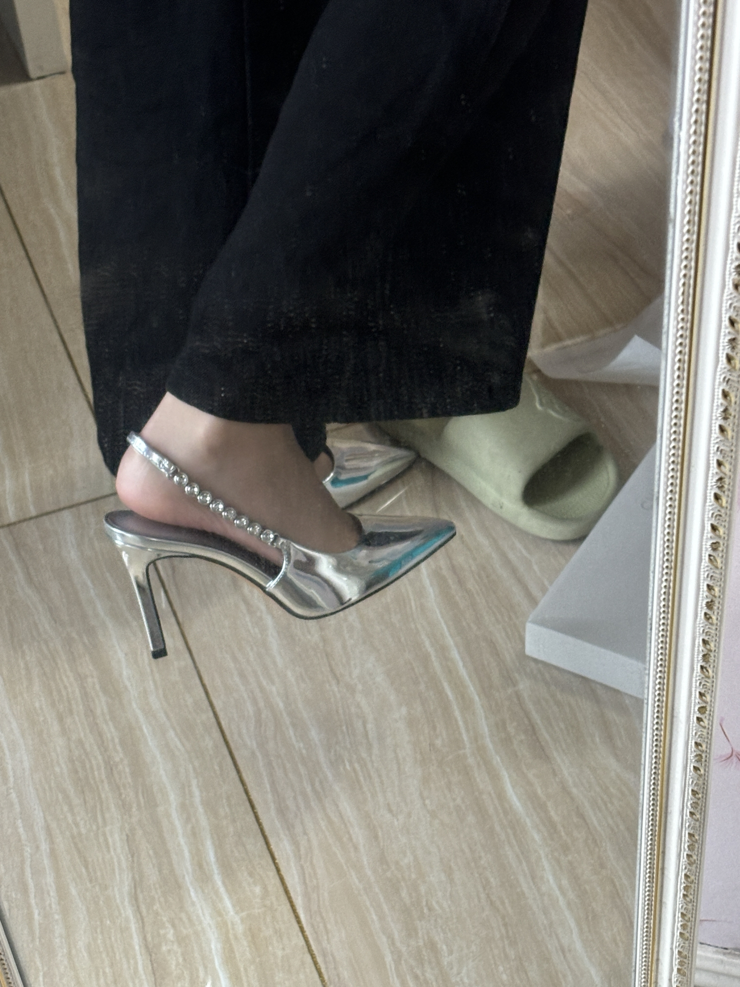 custom review-CHARLES KEITH Маленький CK Ткань Узкий каблук Высокие каблуки Примерно 9 см Женские