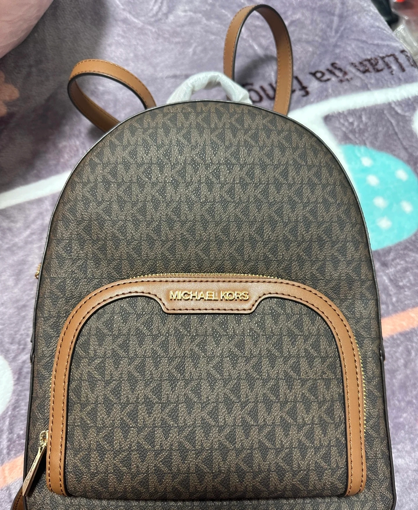 custom review-MICHAEL KORS Jaycee Холст и Кожа Рюкзак Женские Коричневый
