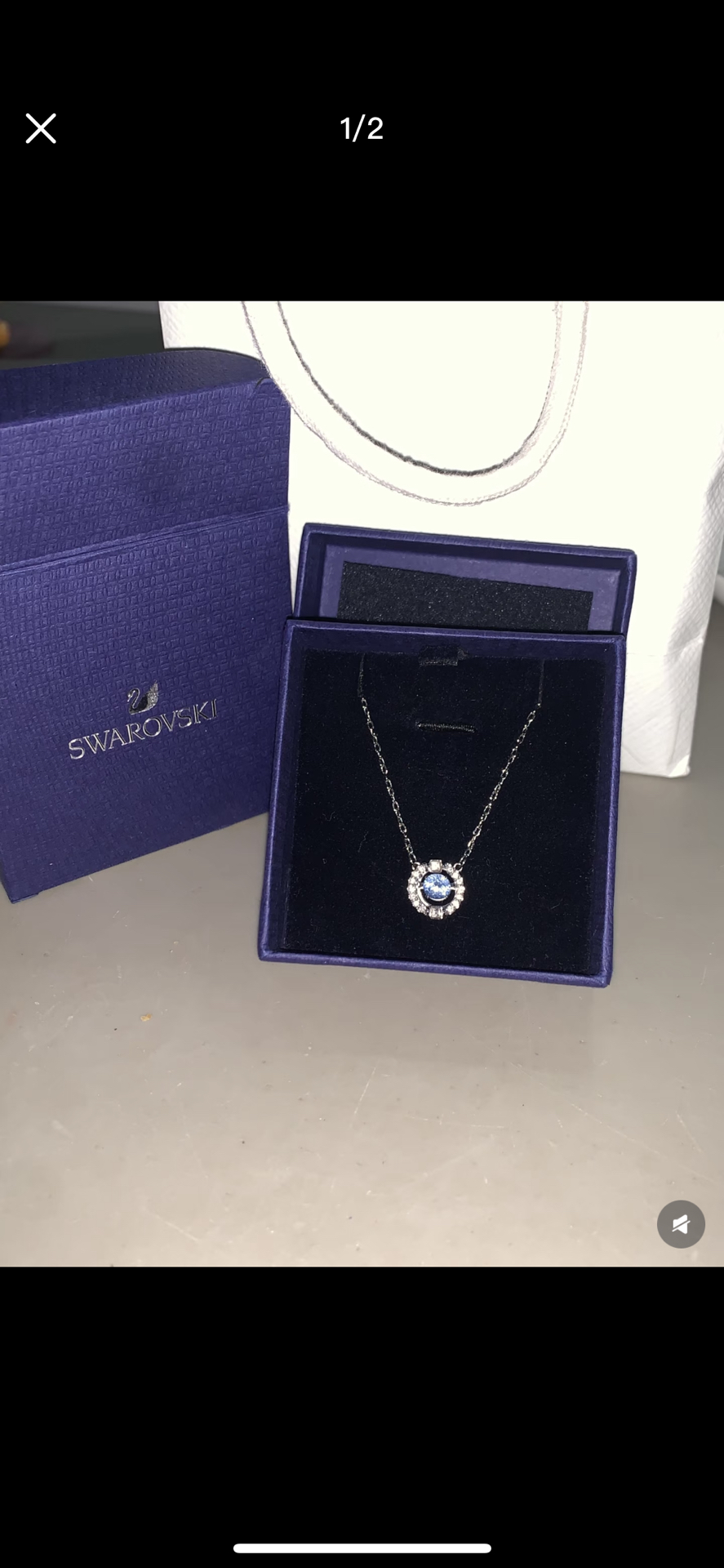 custom review-Swarovski Искусственный кристалл белый ожерелье с покрытием из белого золота женский синий